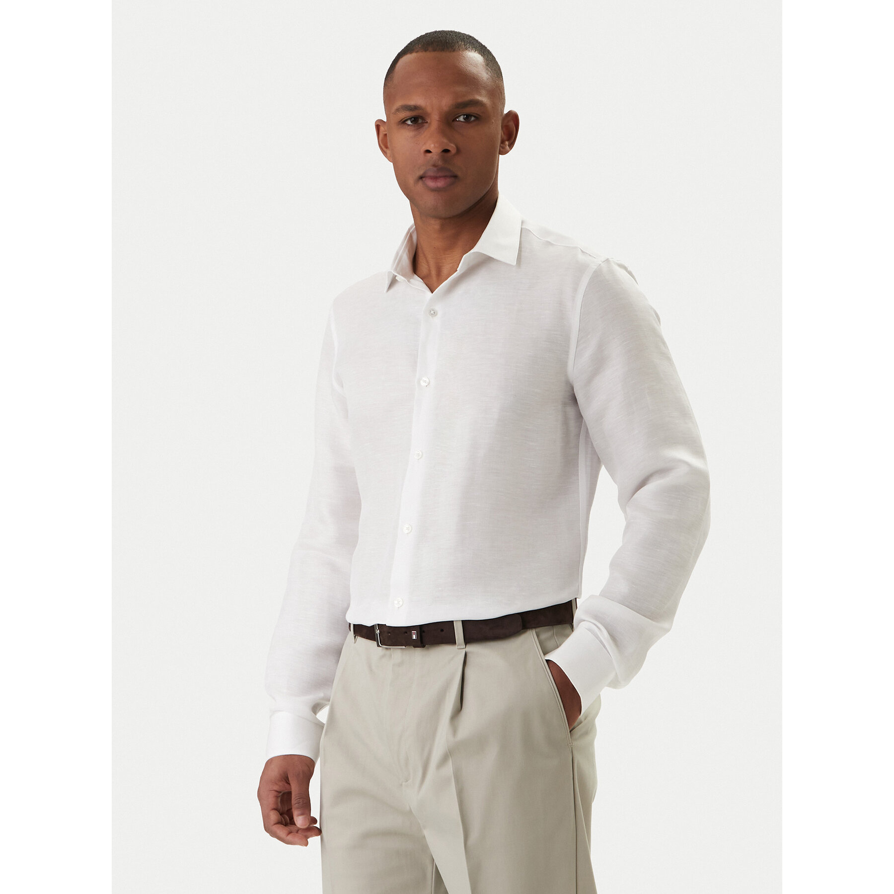 Calvin Klein Koszula LV019EU121 Biały Regular Fit