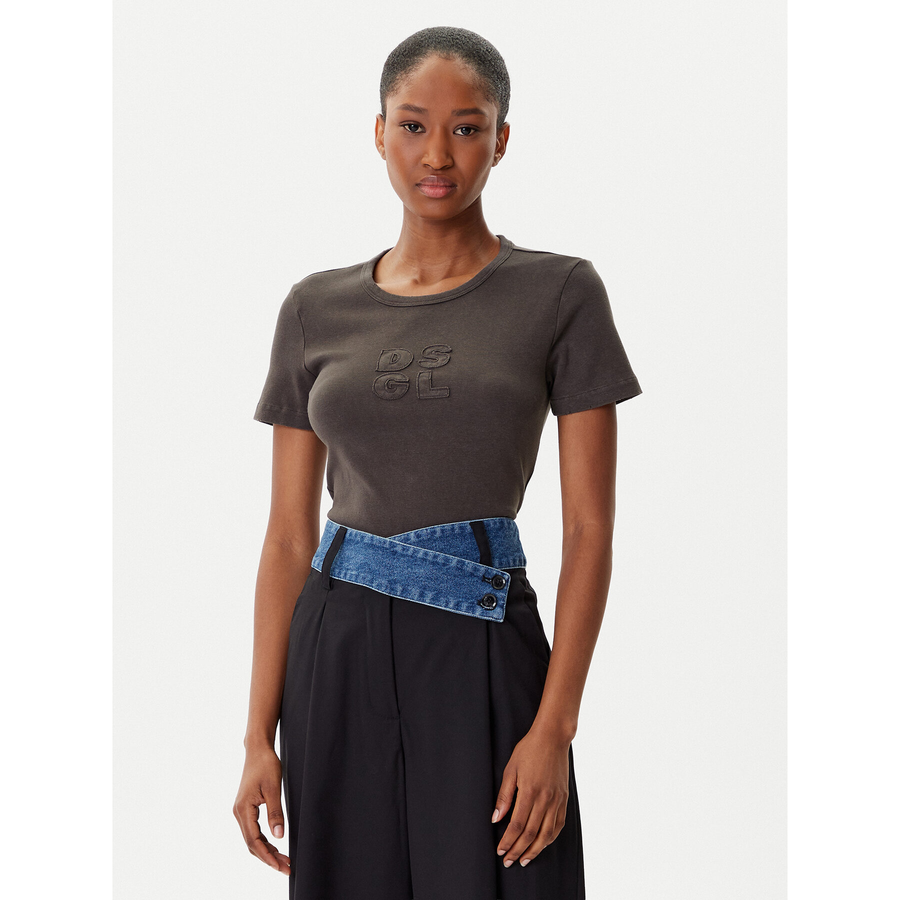 Desigual T-Shirt Praga 25WWTK46 Szary Regular Fit