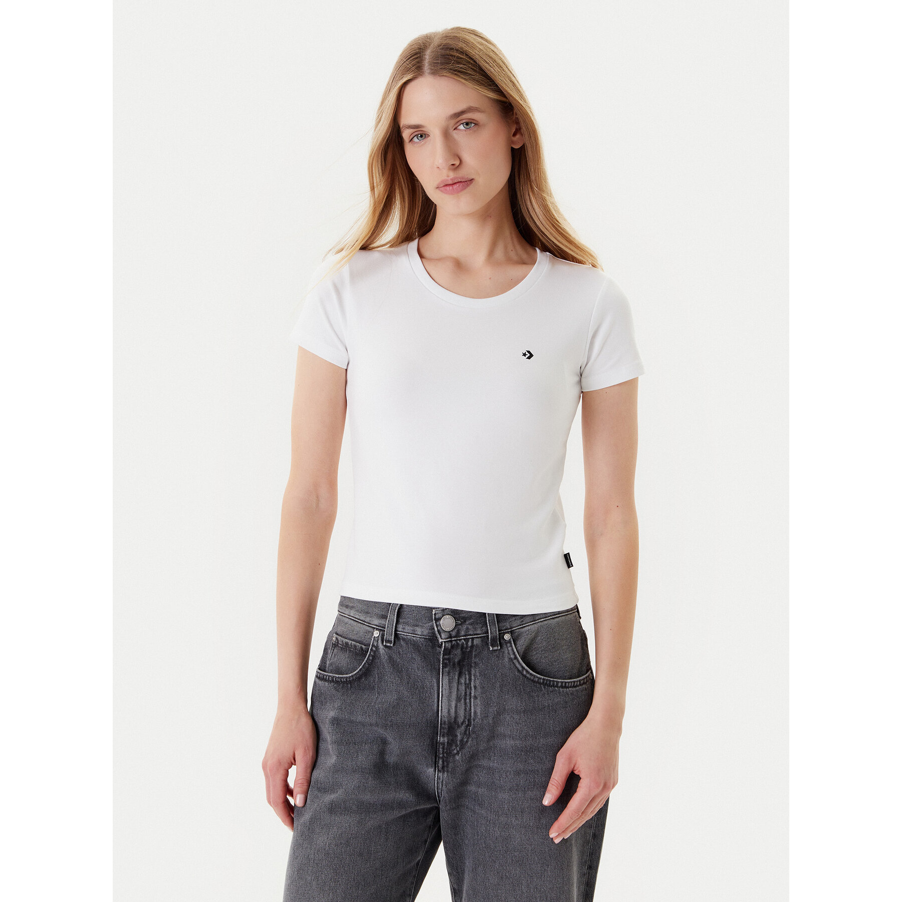 Converse T-Shirt 10027252-A01 Biały Slim Fit