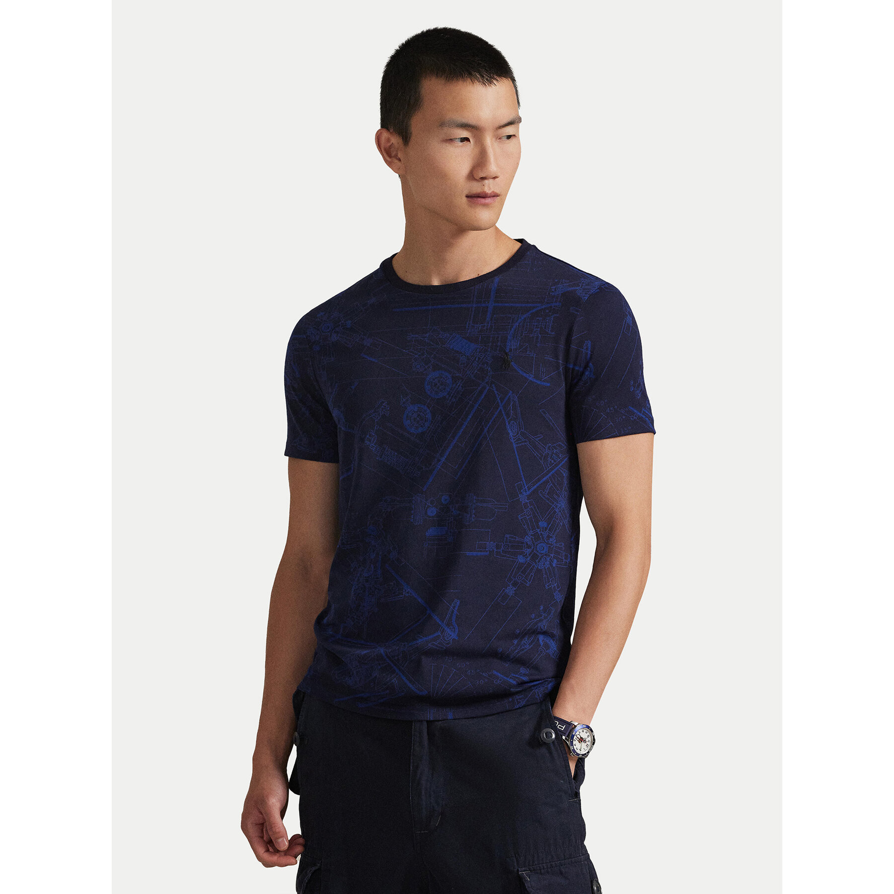 Polo Ralph Lauren T-Shirt 710P04019001 Granatowy Custom Slim Fit