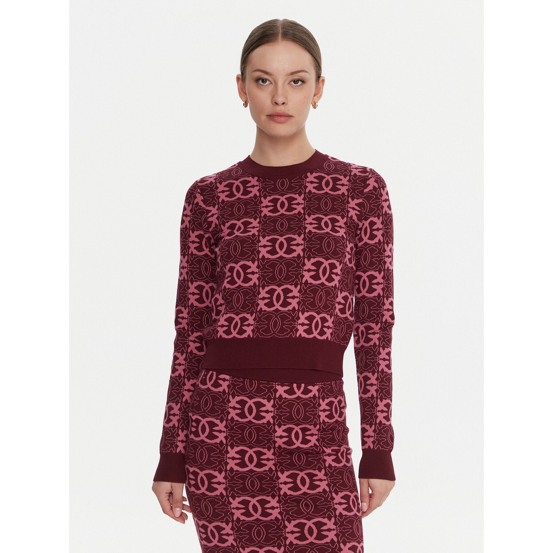 PINKO Sweter Gypsies 106041 A2YD Bordowy Regular Fit
