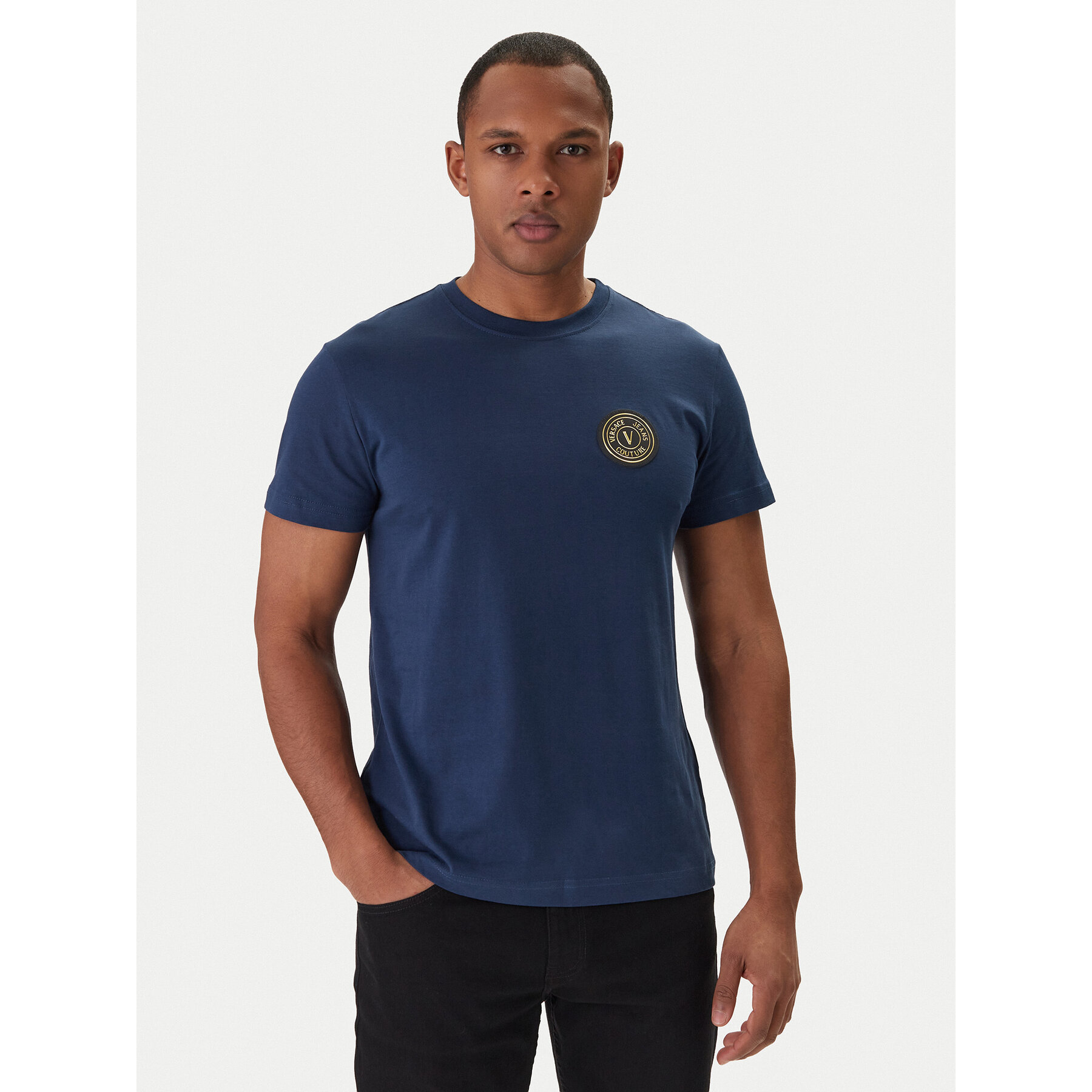 Versace Jeans Couture T-Shirt 80GAHT03 CJ00T Niebieski Regular Fit