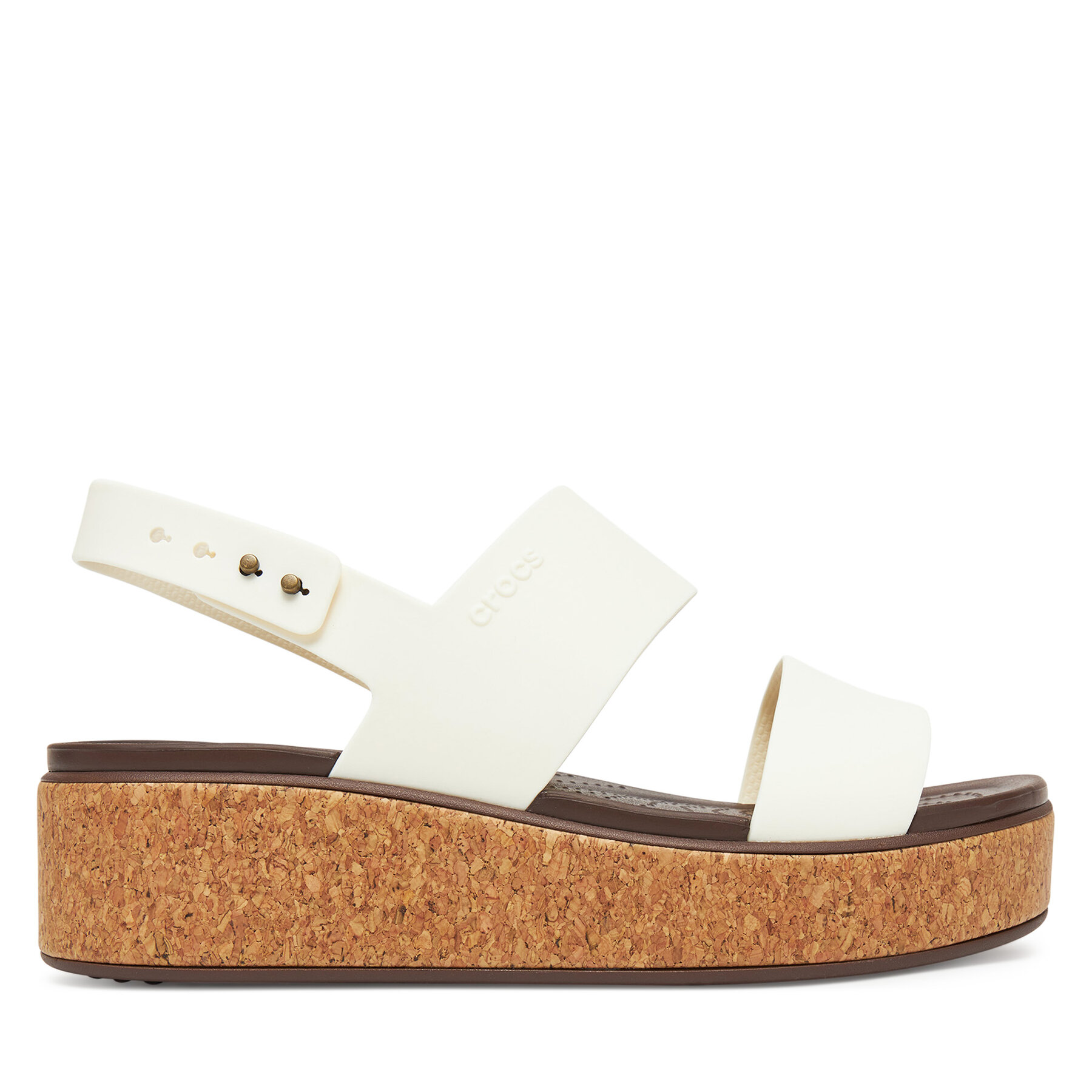 Crocs Sandały Brooklyn Cork Low Wedge 211144 Écru