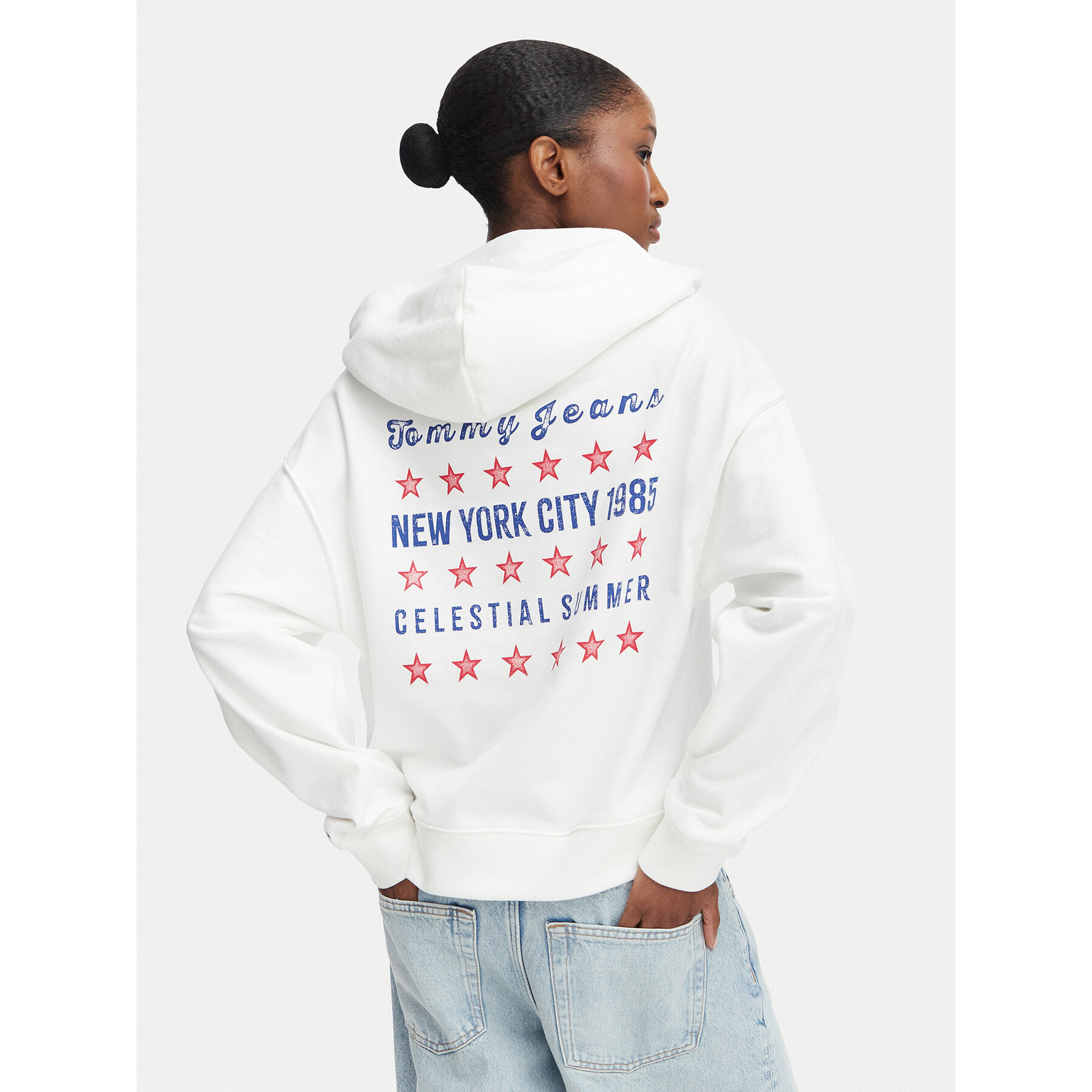 Tommy Jeans Bluza Star Novelty DW0DW23484 Biały Boxy Fit