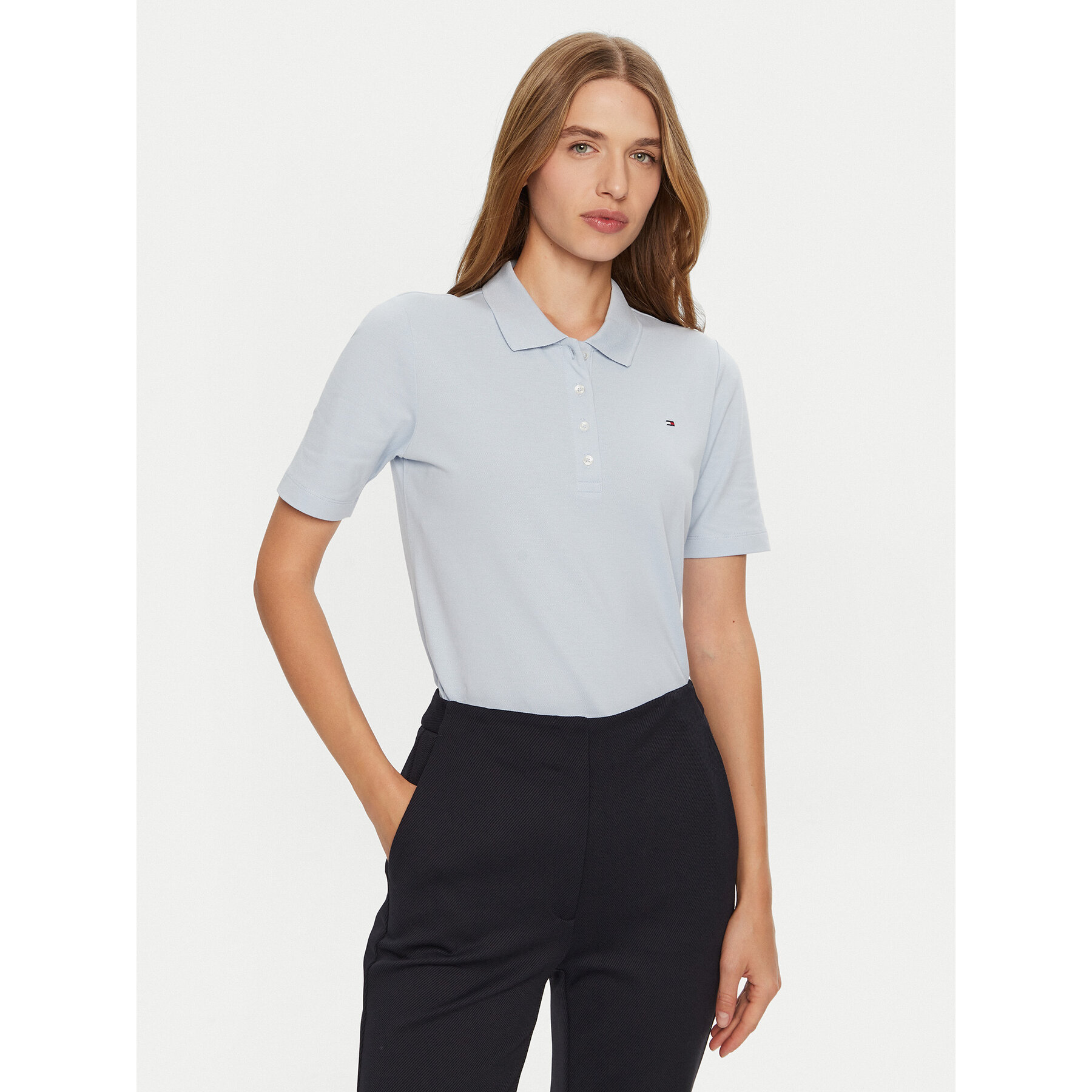 Tommy Hilfiger Polo 1985 WW0WW43224 Błękitny Regular Fit