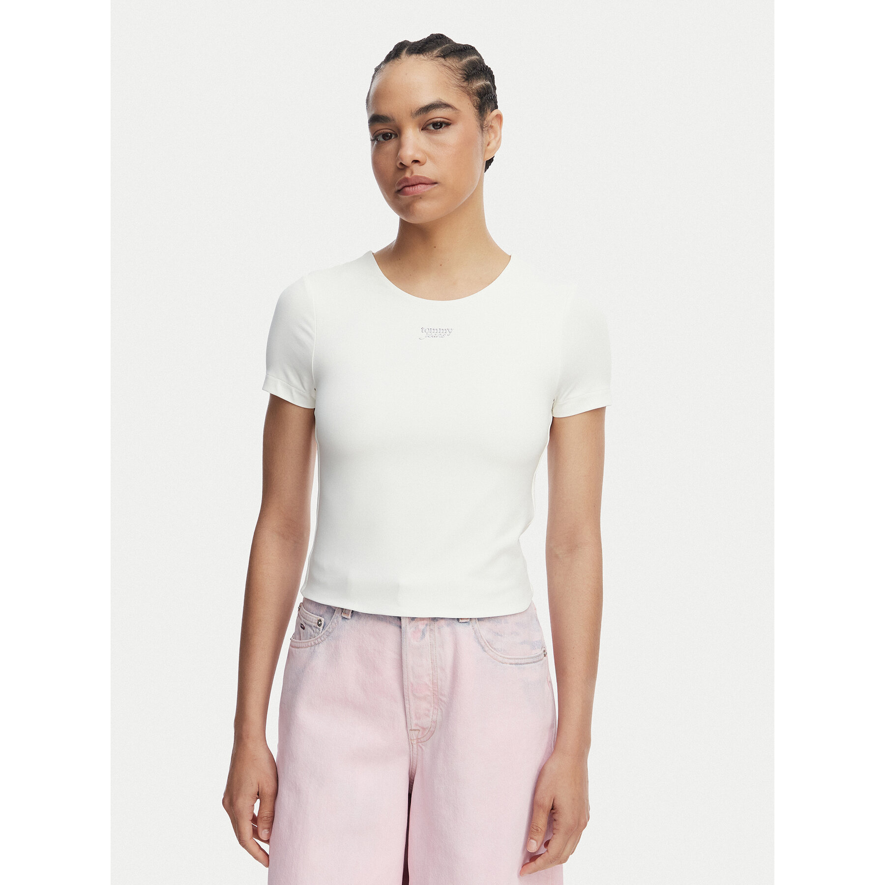 Tommy Jeans T-Shirt Athleisure Metal DW0DW22284 Biały Slim Fit