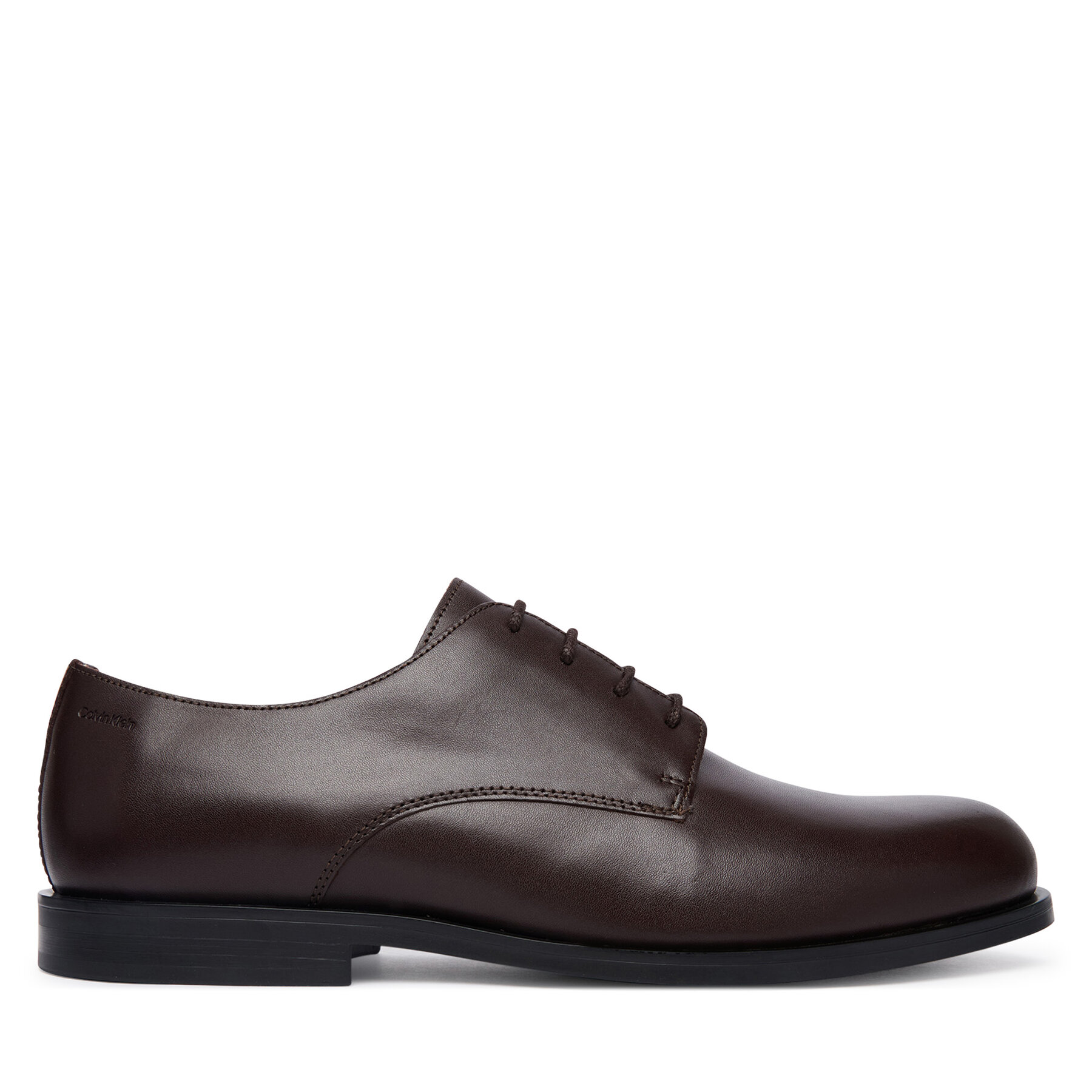 Calvin Klein Półbuty Ess Rubber Derby Lth HM0HM02056 Brązowy ciemny