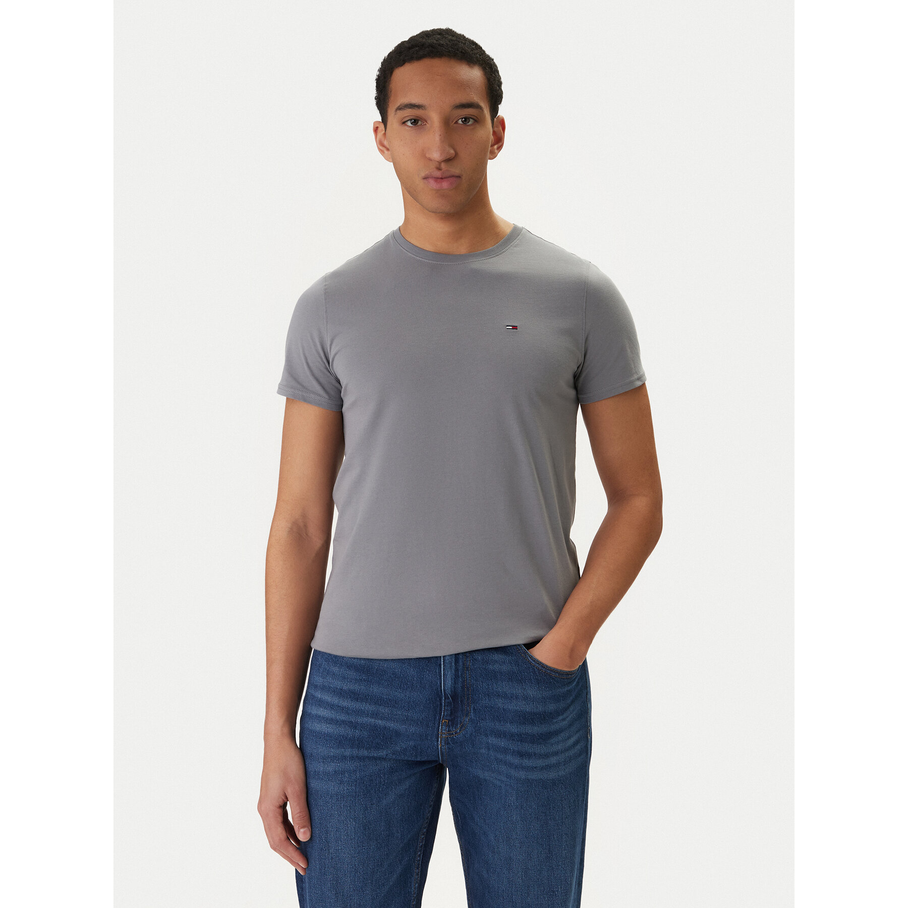 Tommy Jeans T-Shirt DM0DM04411 Szary Slim Fit