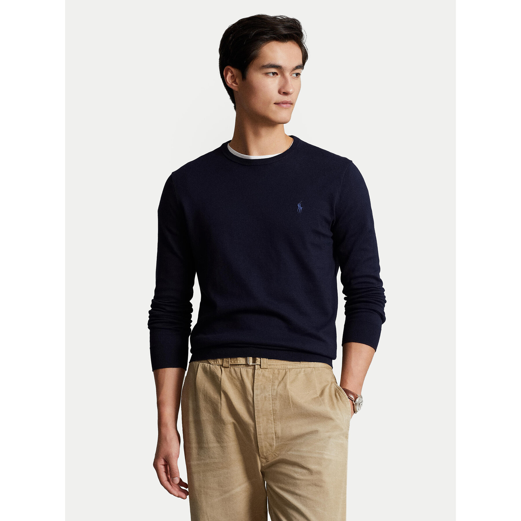 Polo Ralph Lauren Sweter Ls Sf Cn Pp 710684957001 Granatowy Slim Fit