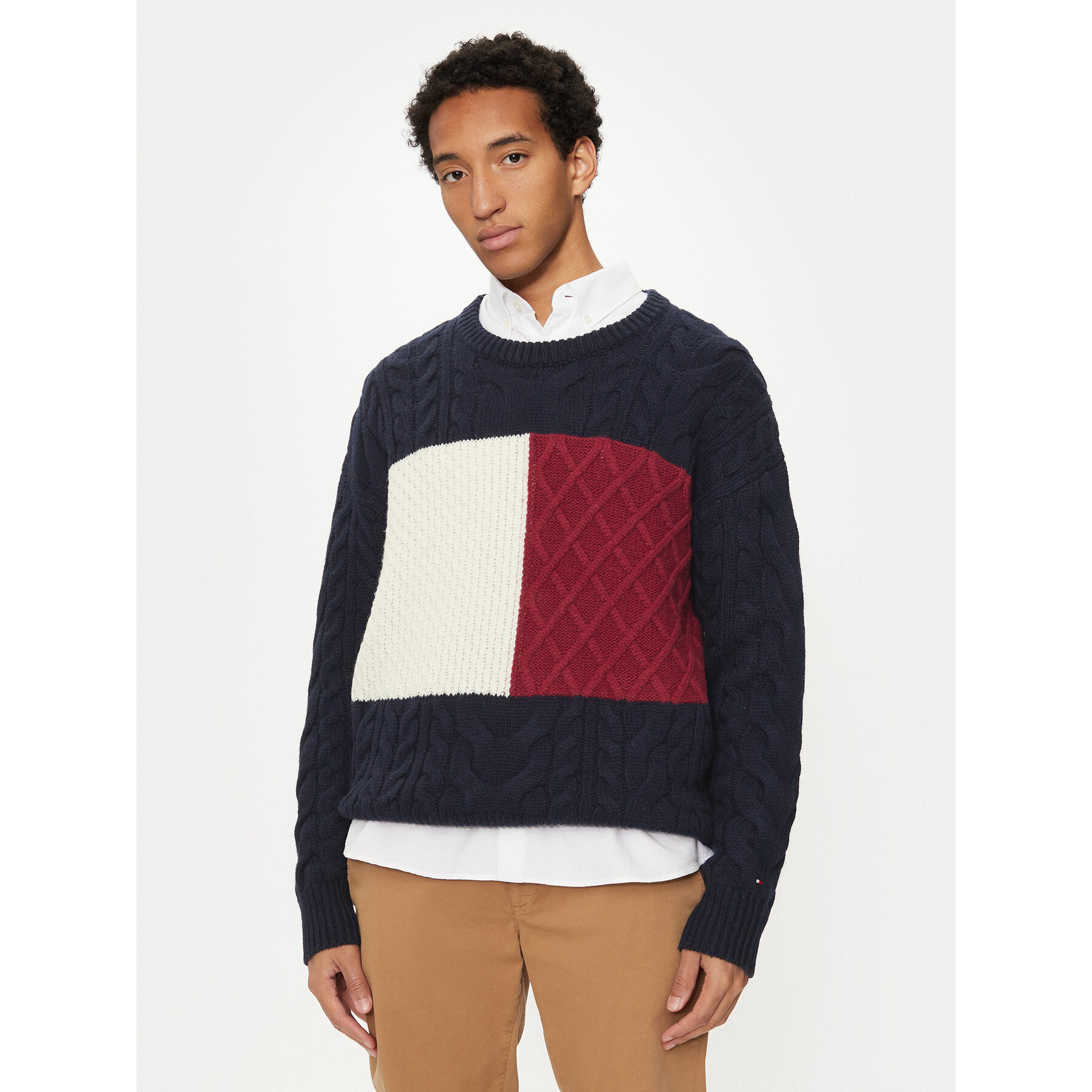 Tommy Hilfiger Sweter MW0MW36546 Granatowy Regular Fit