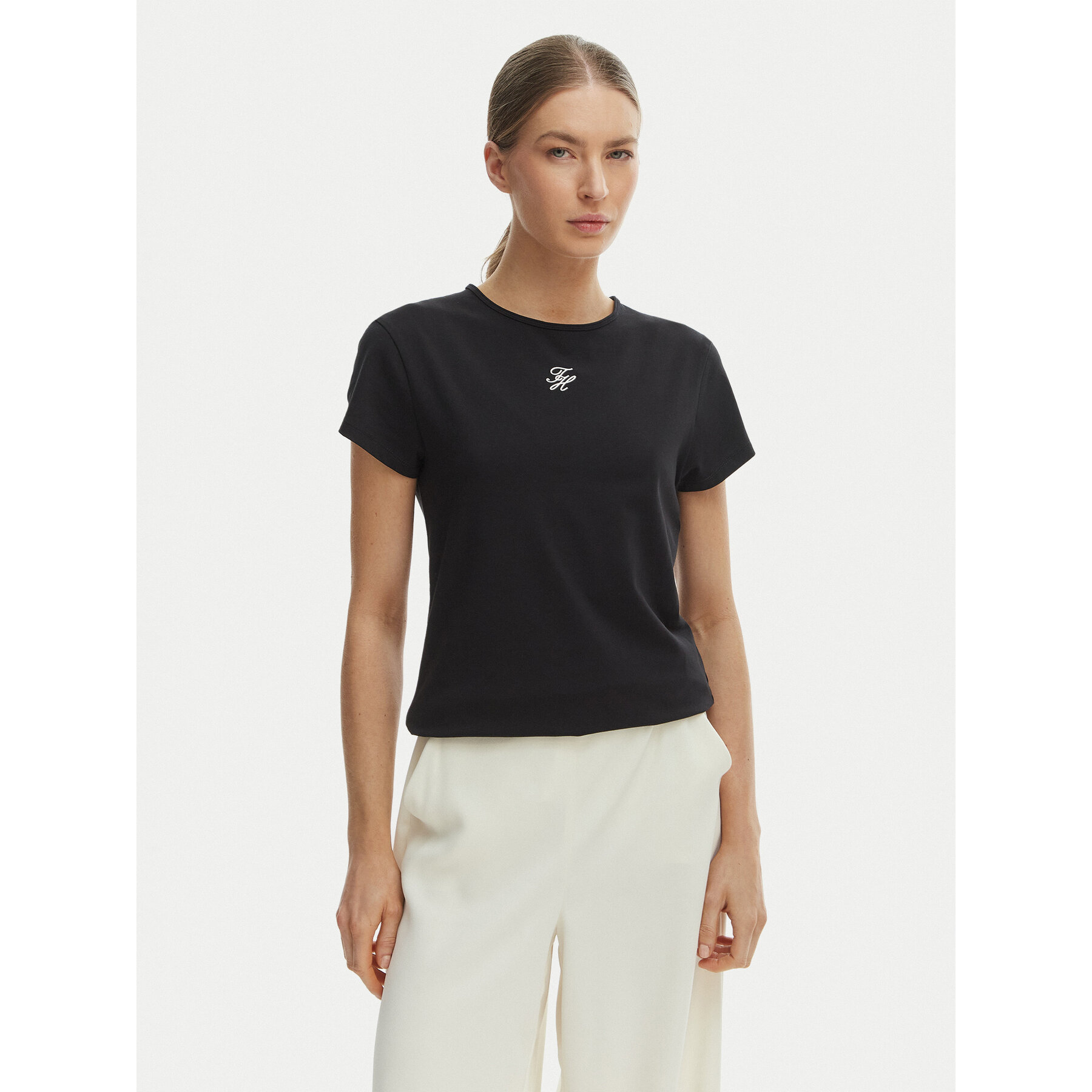 Tommy Hilfiger T-Shirt WW0WW48710 Czarny Slim Fit