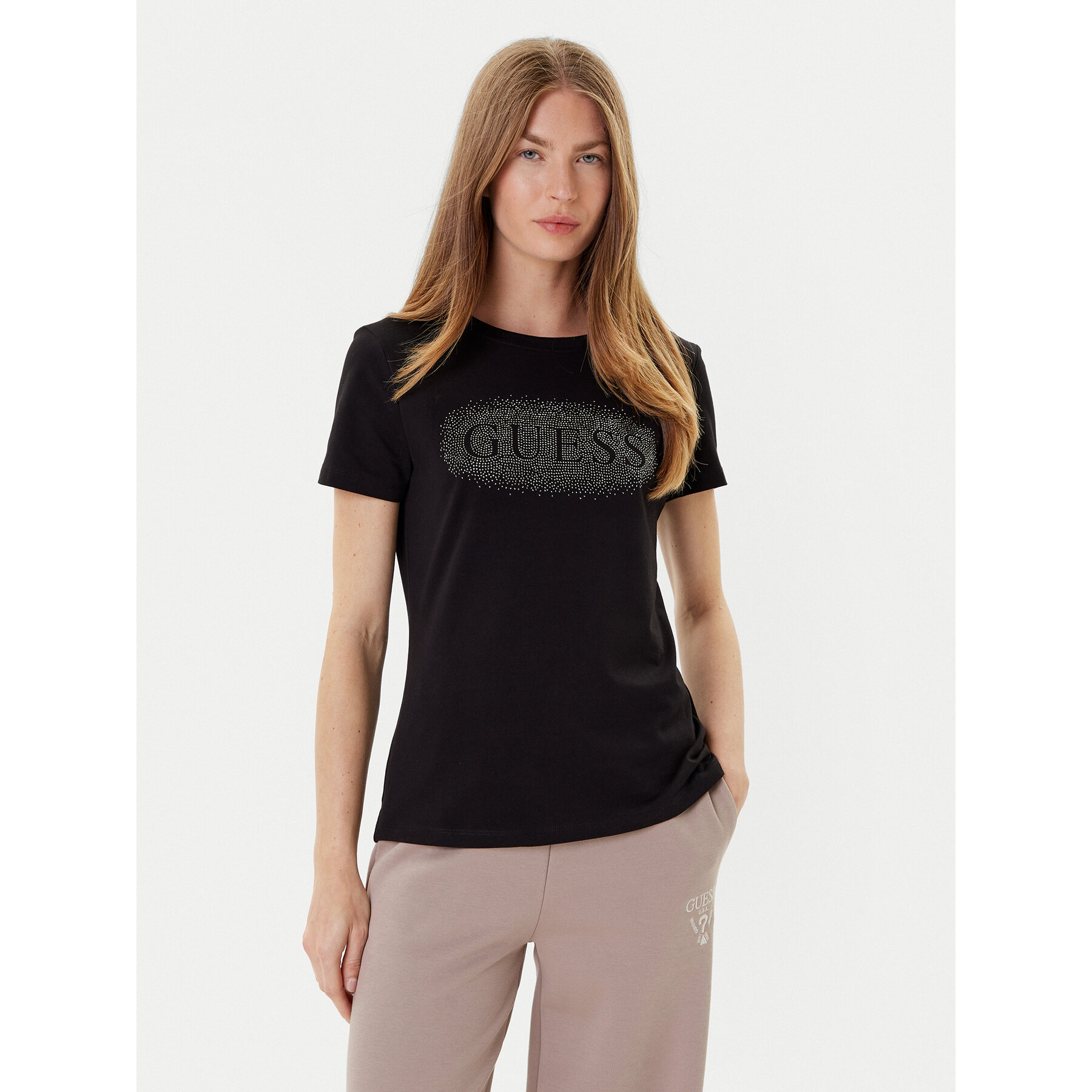Guess T-Shirt V5YI08 J1314 Czarny Regular Fit
