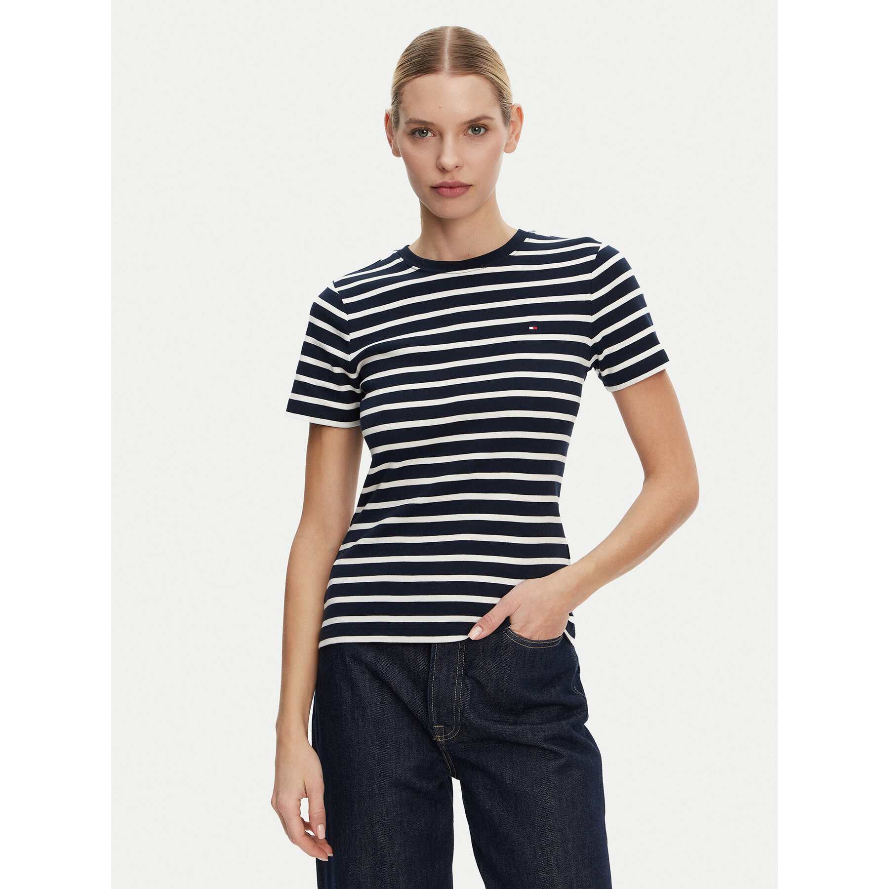 Tommy Hilfiger T-Shirt New Cody WW0WW40587 Granatowy Slim Fit