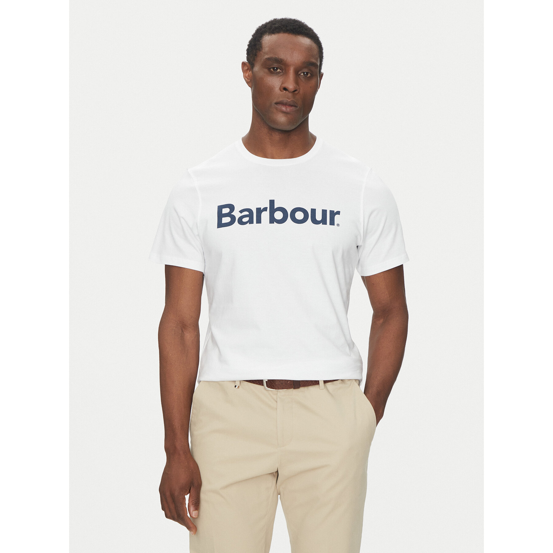 Barbour T-Shirt Logo MTS0531WH51 Biały Tailored Fit