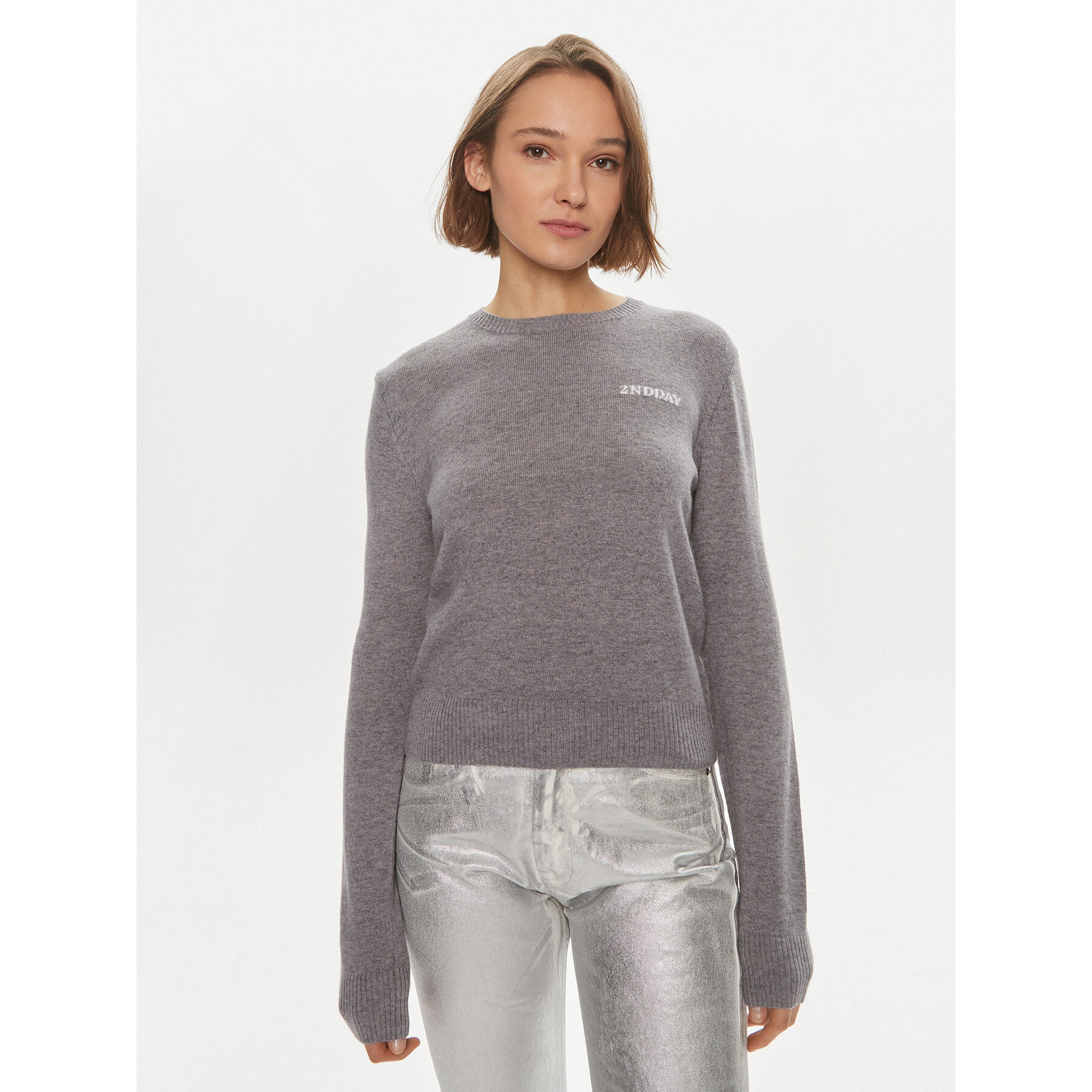 2NDDAY Sweter Lance 2000340408 Szary Regular Fit