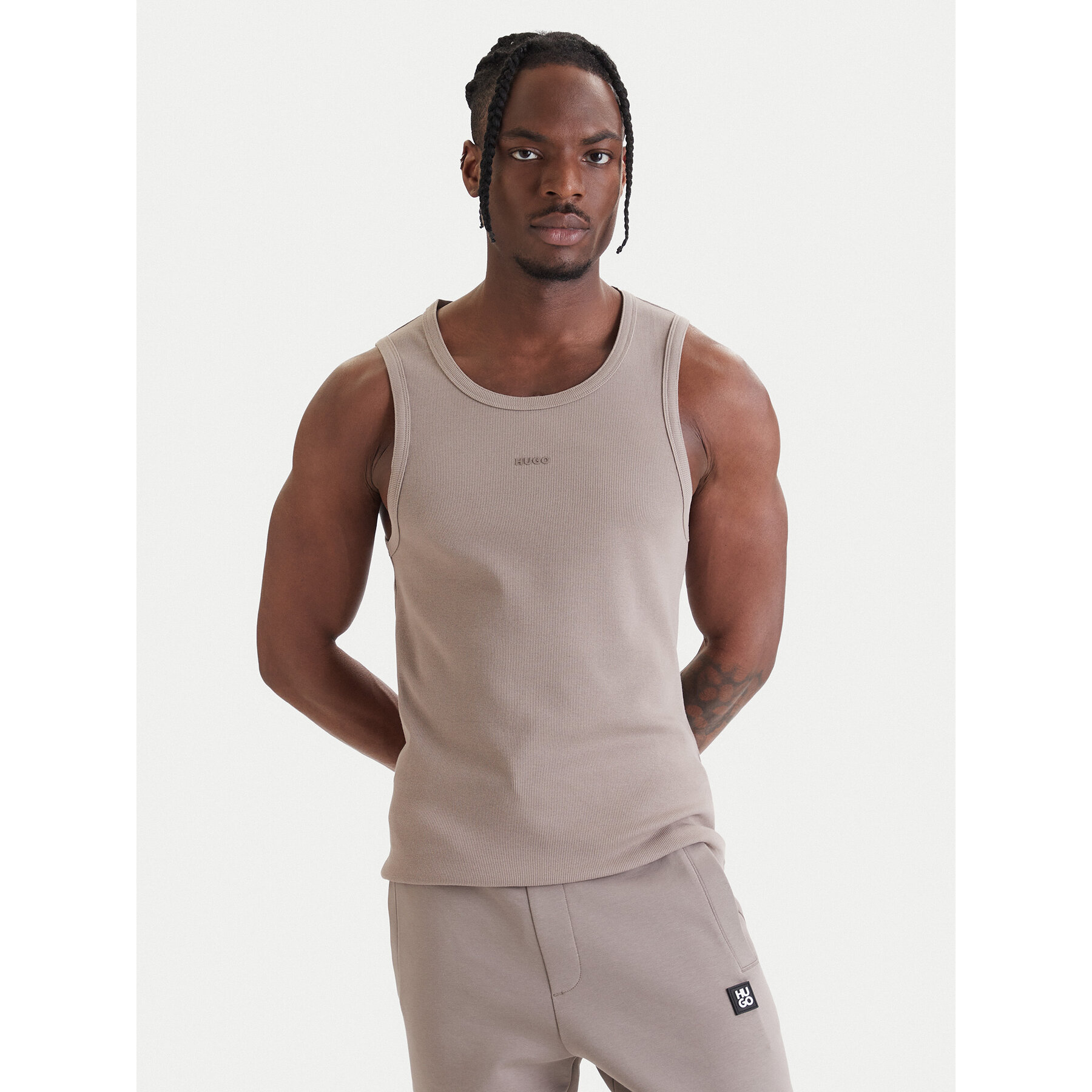 HUGO Tank top Dapota 50563744 Brązowy Slim Fit