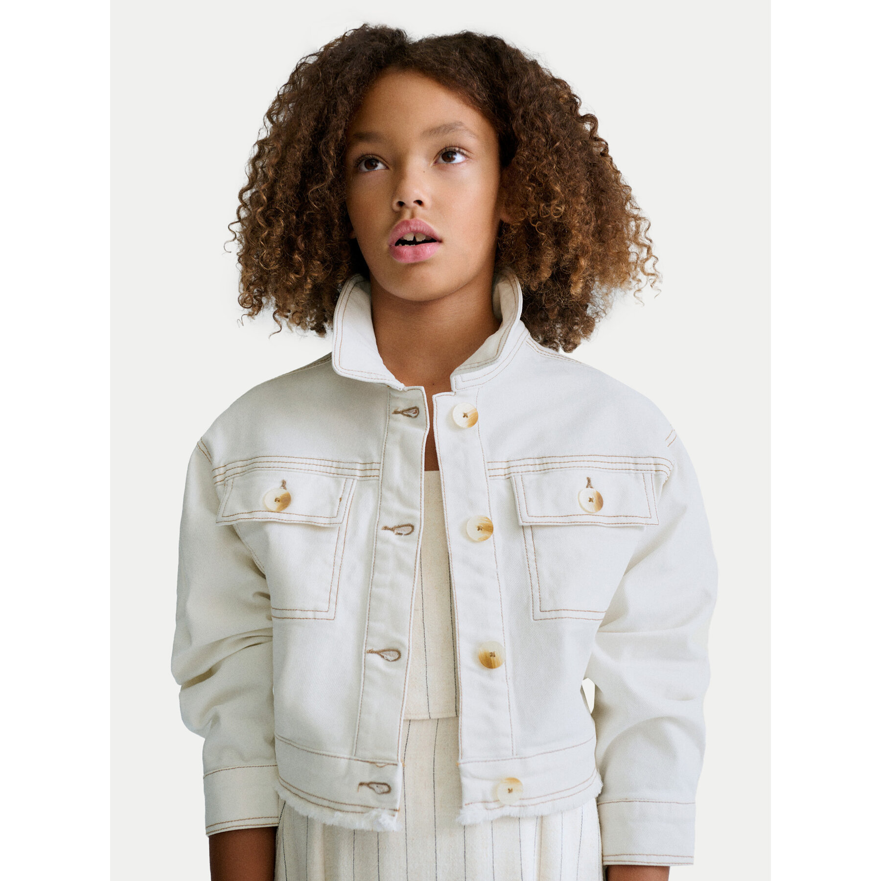 Mayoral Kurtka jeansowa 6407 Écru Regular Fit