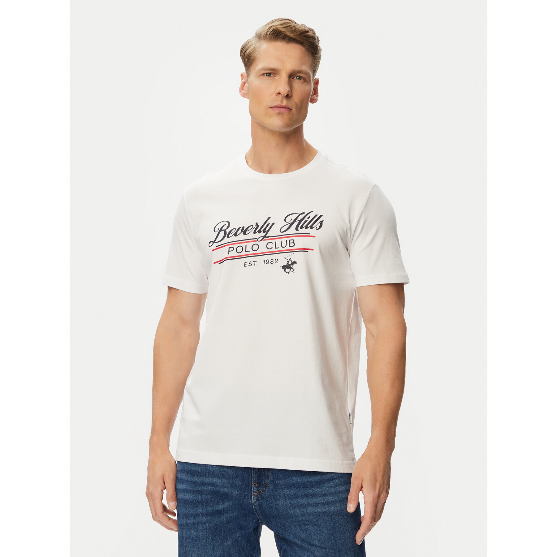 Beverly Hills Polo Club T-Shirt P-SS26M-TS1302 Biały Regular Fit