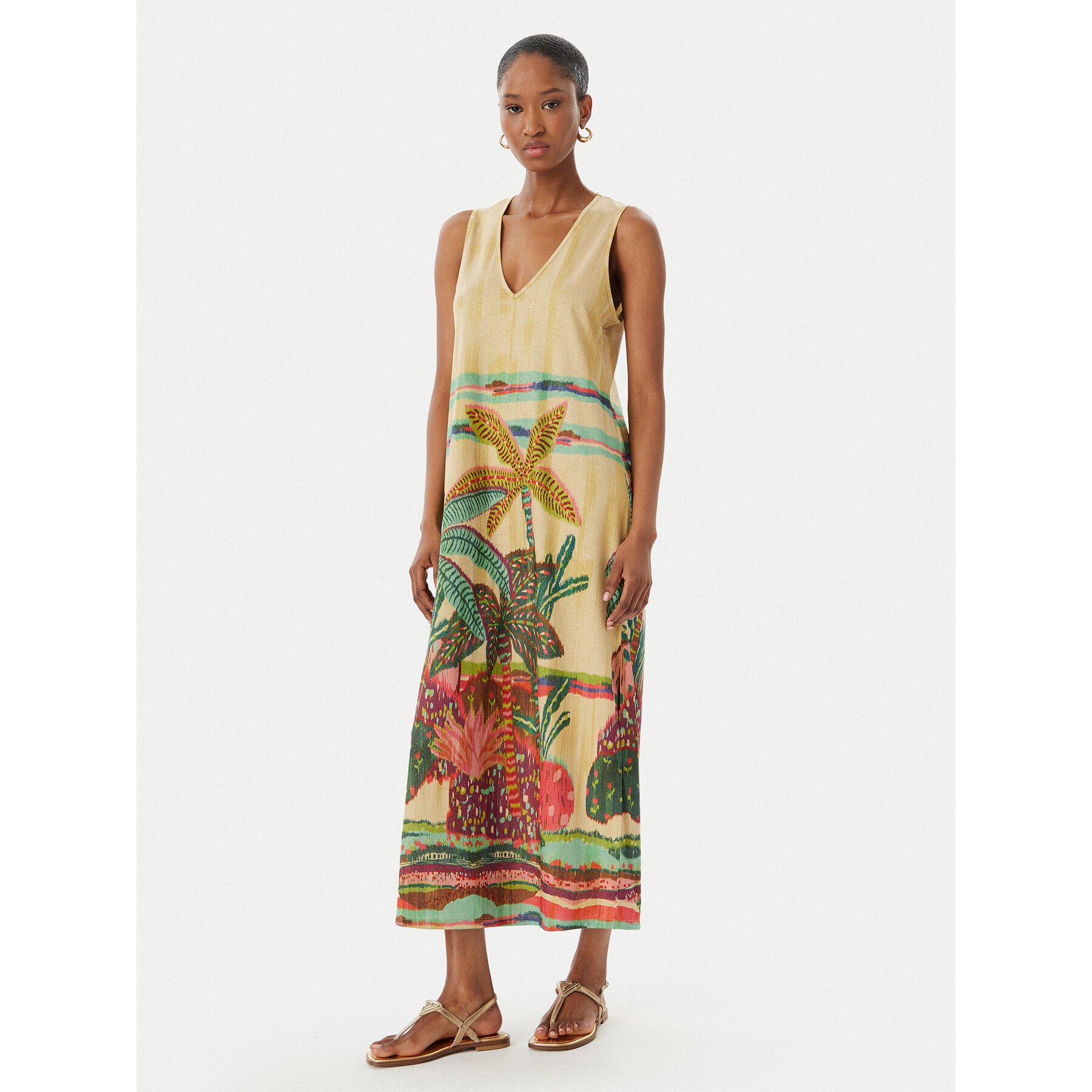 LOLA CASADEMUNT Sukienka letnia LS2616038 Beżowy jasny Regular Fit