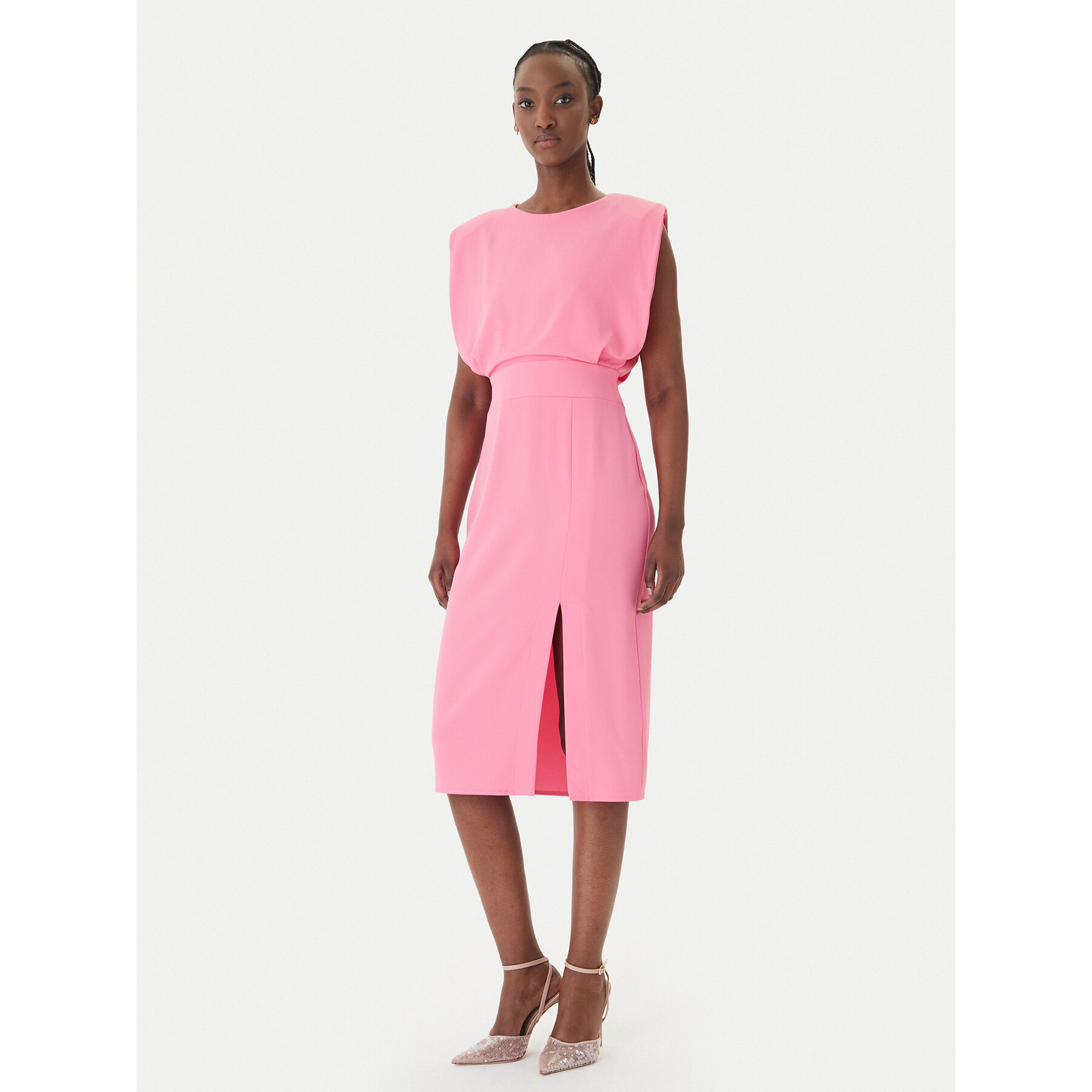Rinascimento Sukienka koktajlowa CFC0127570003 Różowy Slim Fit
