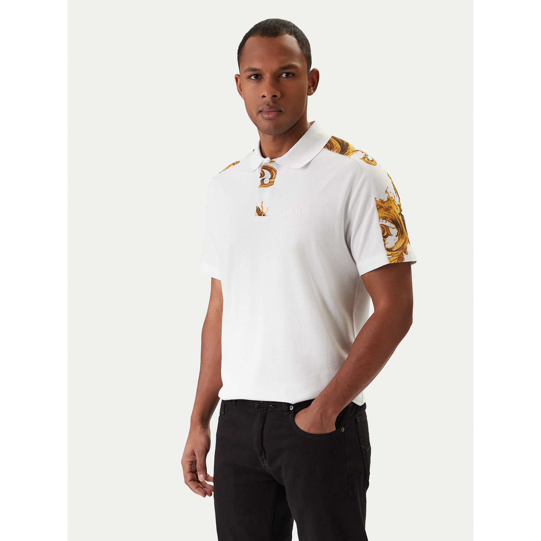 Versace Jeans Couture Polo 80GAG6R1 JS549 Biały Regular Fit
