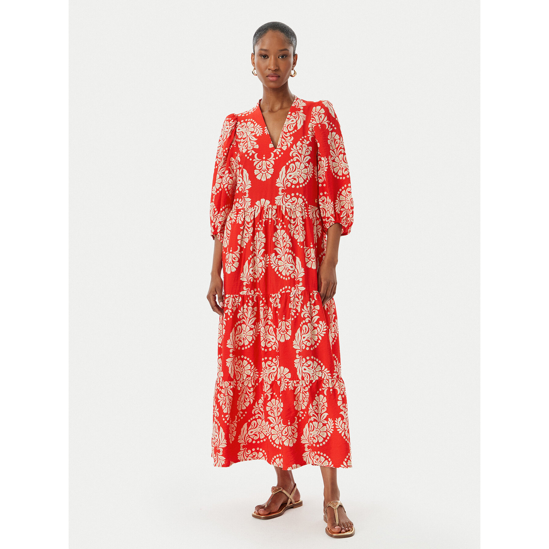 LOLA CASADEMUNT Sukienka letnia LS2616138 Czerwony jasny Regular Fit