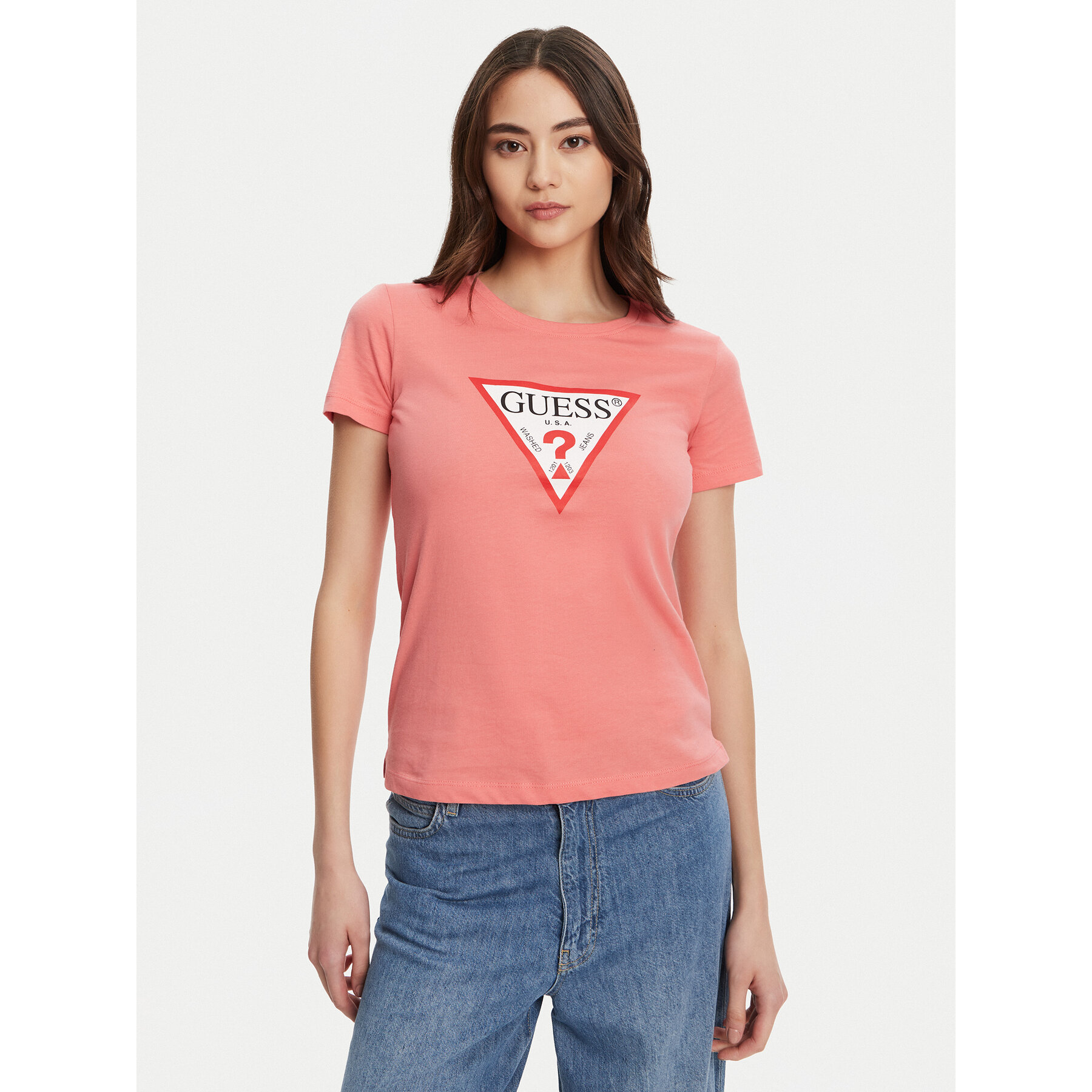 Guess T-Shirt W1YI1B I3Z14 Koralowy Regular Fit