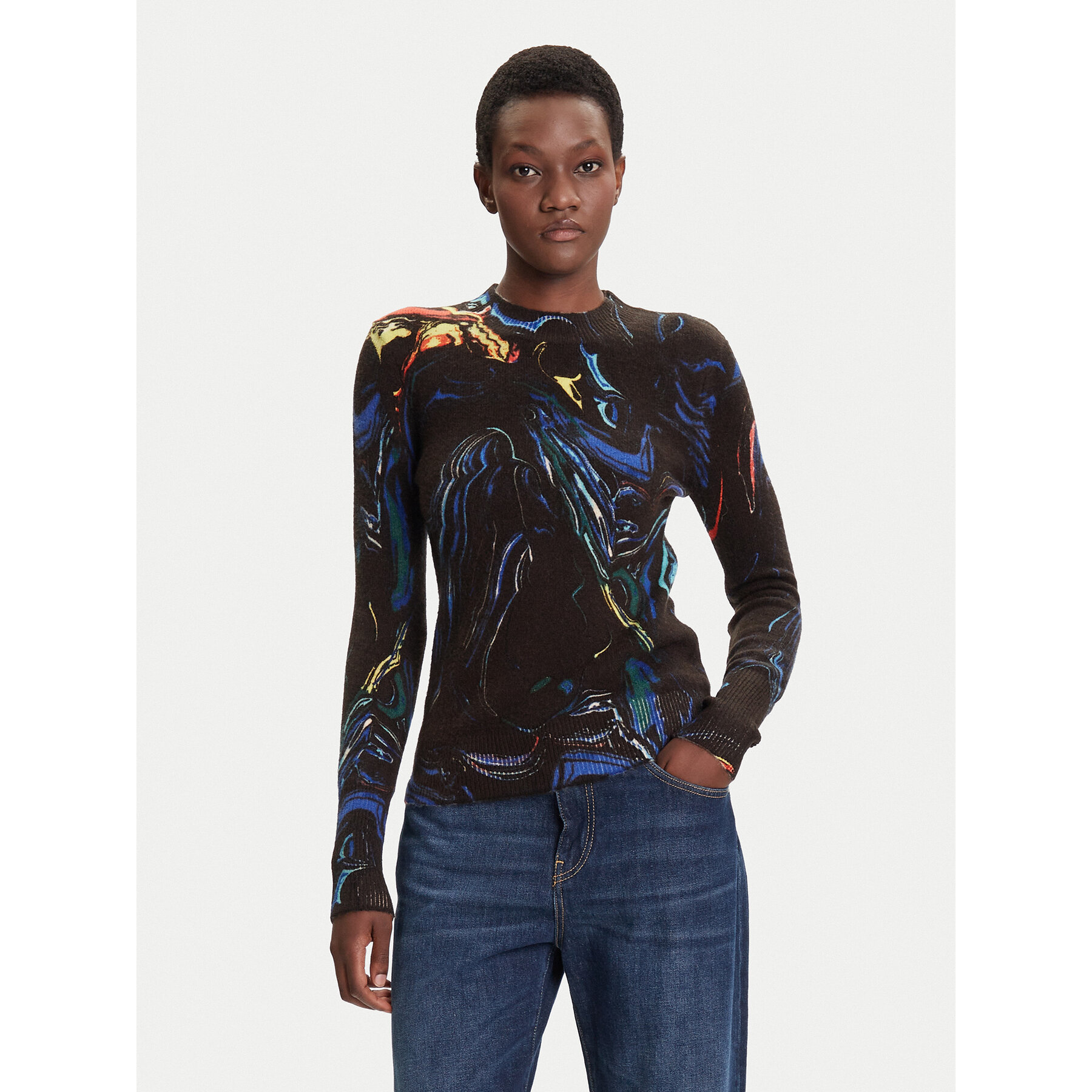 Desigual Sweter Butterfly Lacroix 25WWJF05 Czarny Regular Fit