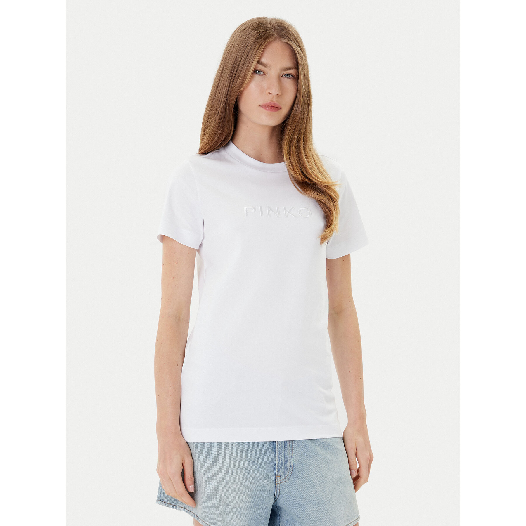 PINKO T-Shirt Start 101752 A2RD Biały Regular Fit