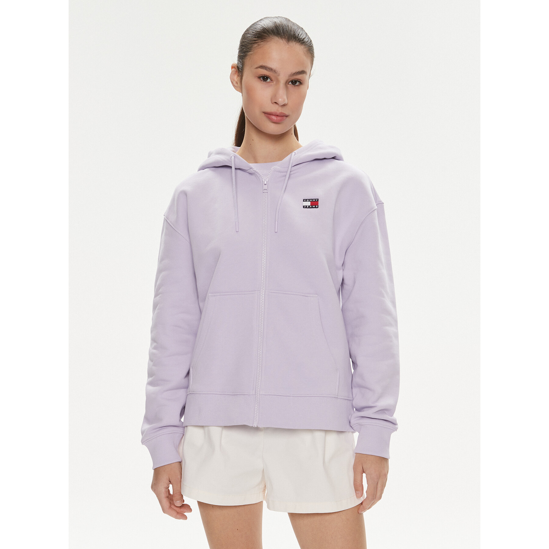 Tommy Jeans Bluza Badge DW0DW17955 Fioletowy Relaxed Fit
