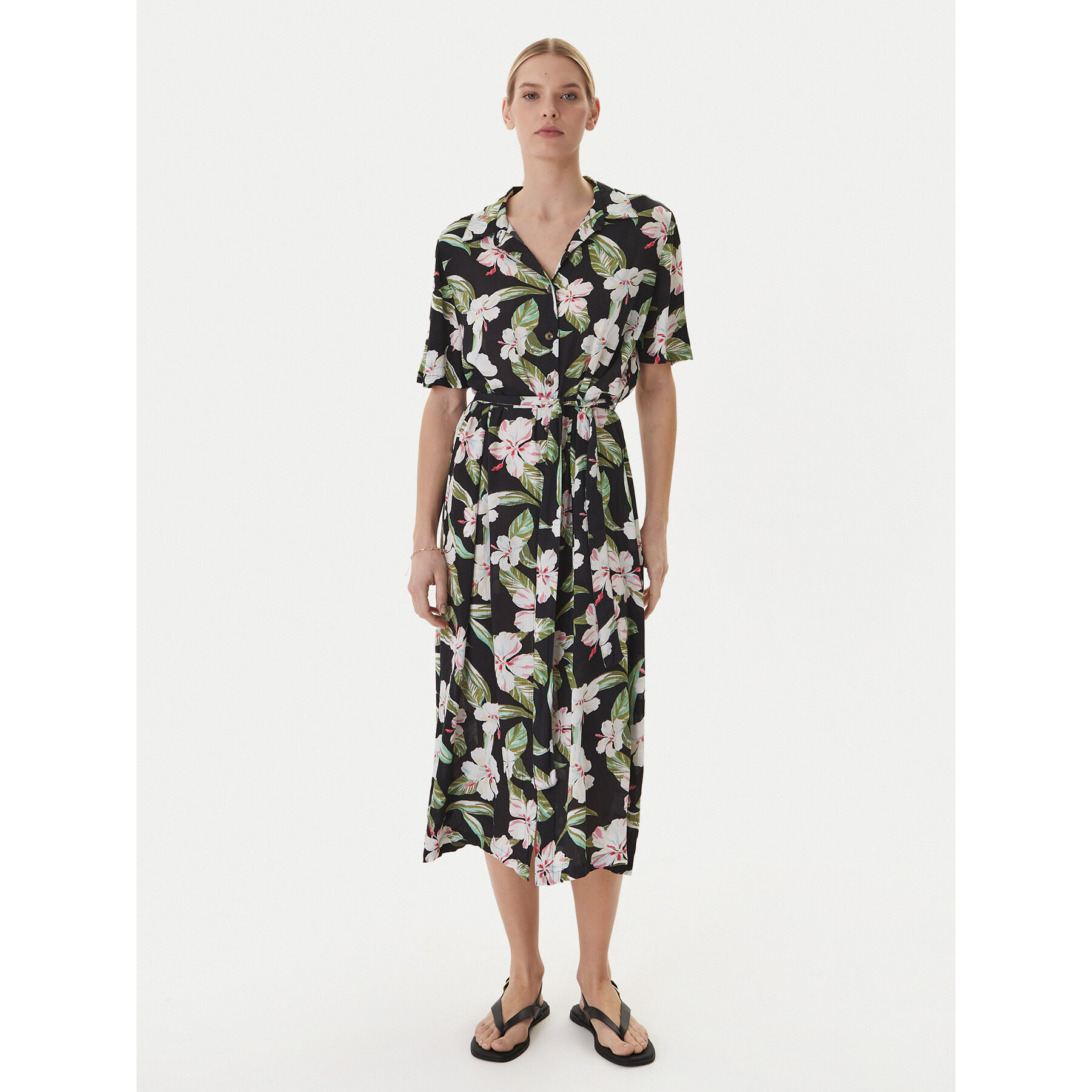 Roxy Sukienka koszulowa Island Escape ERJWD03865 Czarny Regular Fit