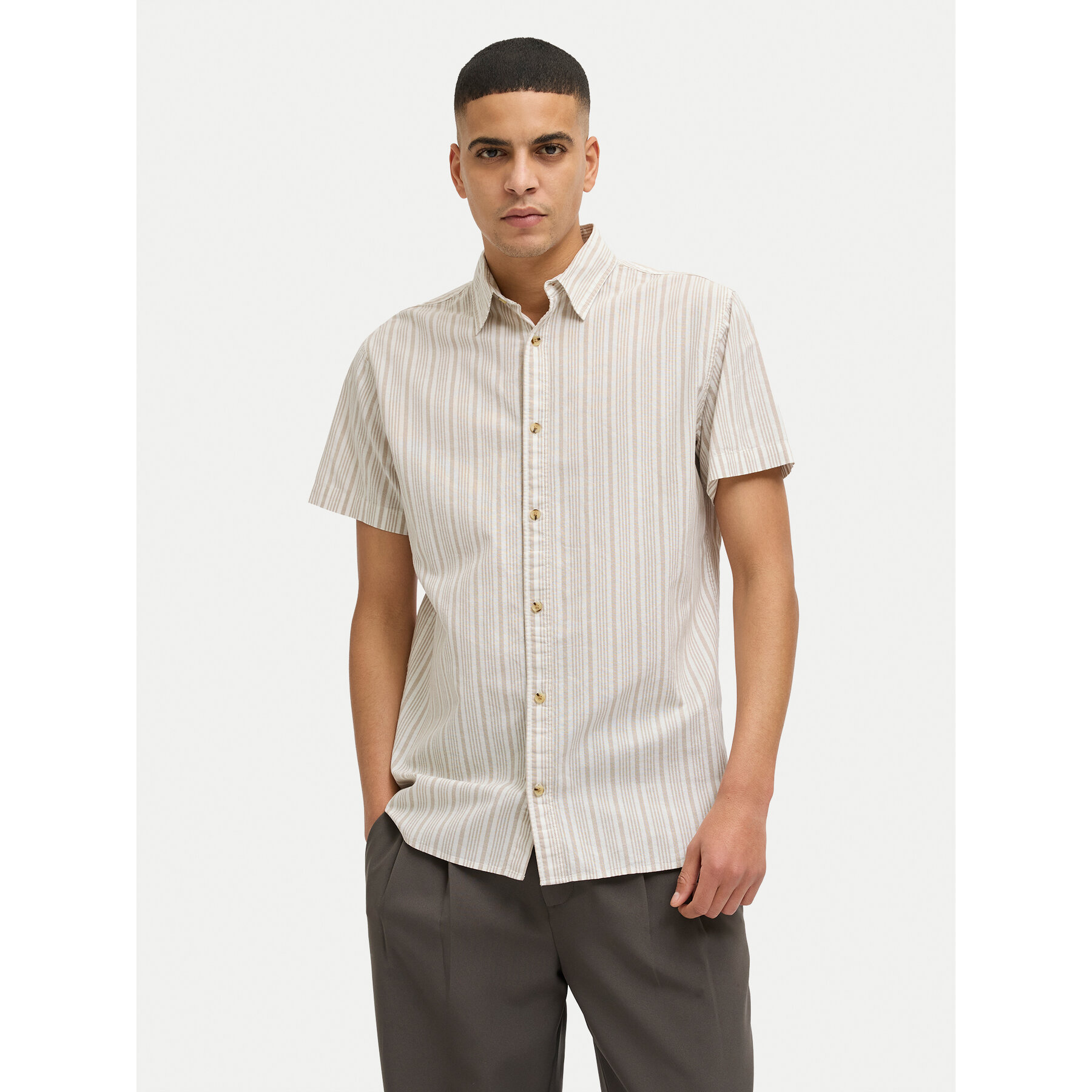 Jack & Jones Koszula Joshua 12269135 Beżowy Comfort Fit