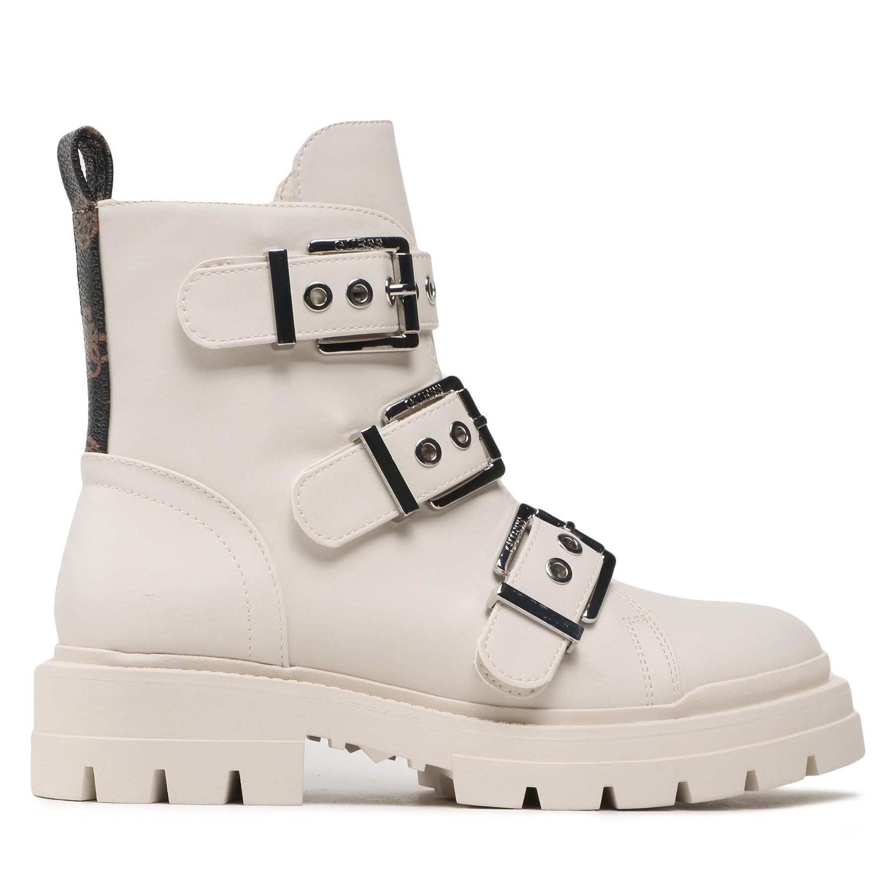 Guess Botki FL7OBI LEA10 Écru