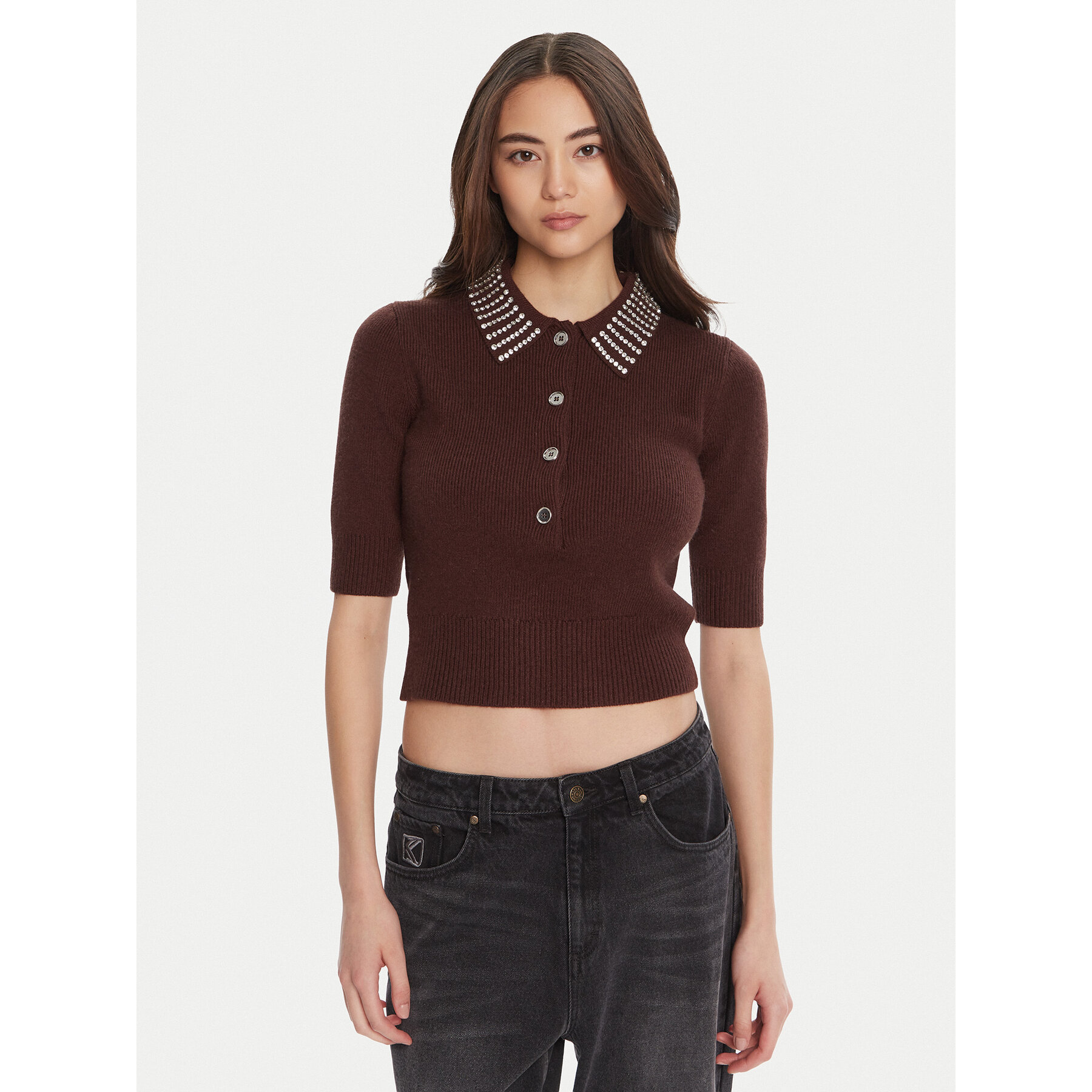 PINKO Polo Emilia 105745 A2S4 Brązowy Regular Fit