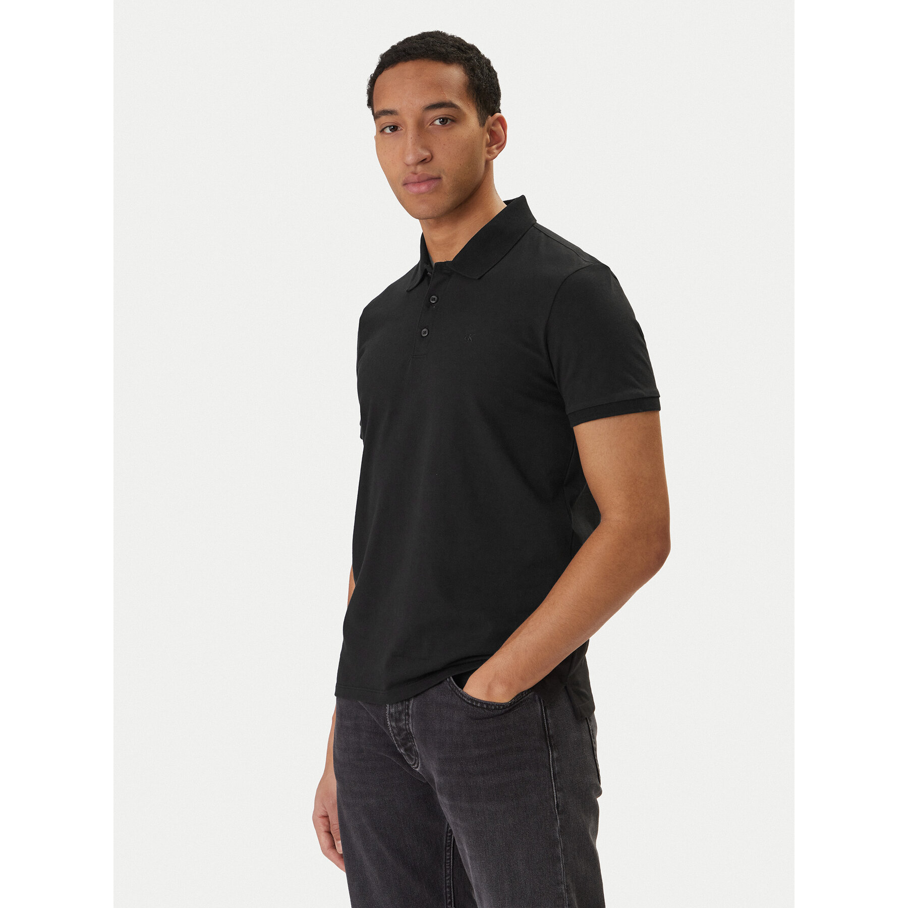 Calvin Klein Jeans Polo Classic Monogram LV04RD255G Czarny Regular Fit