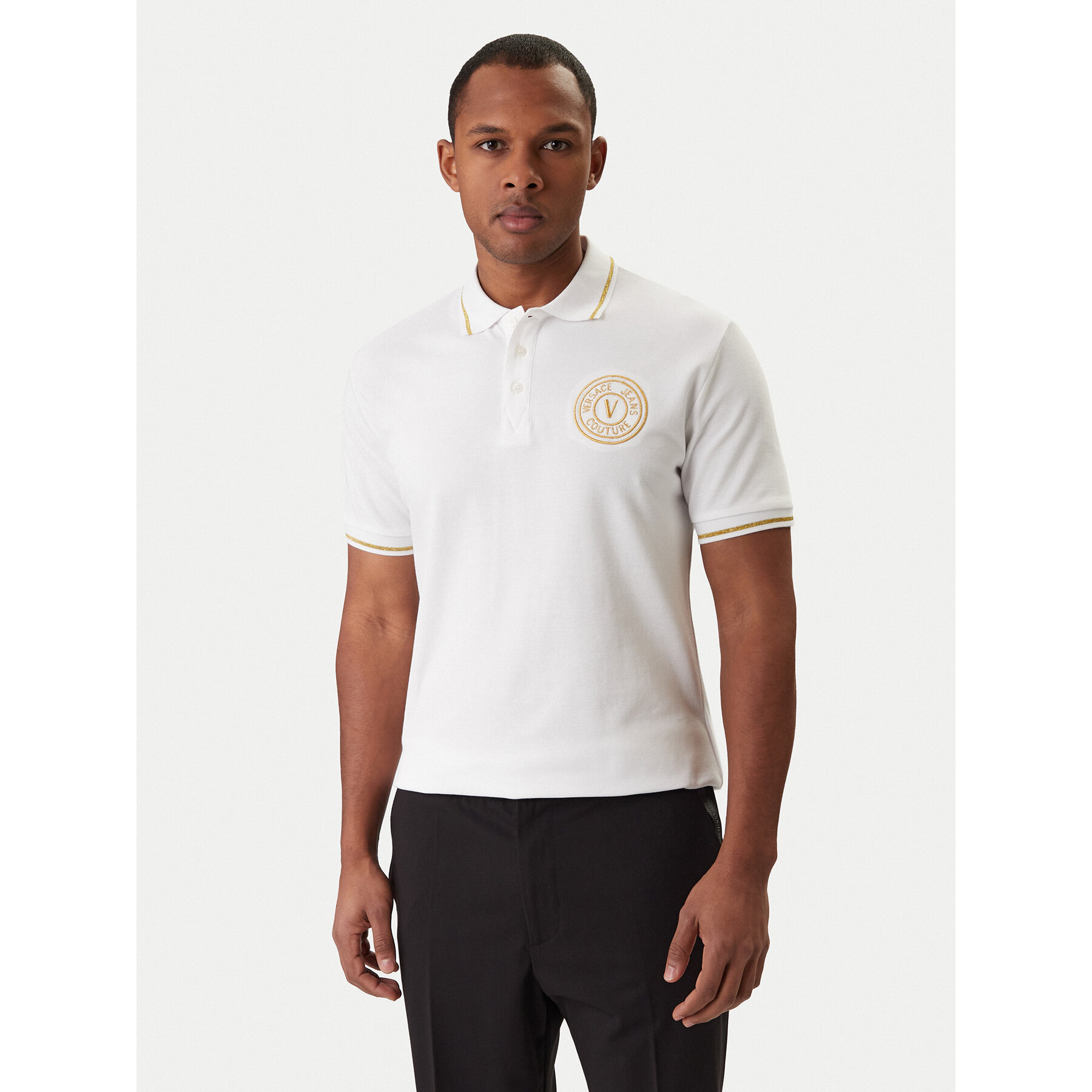 Versace Jeans Couture Polo 80GAGT03 CJ01T Biały Regular Fit