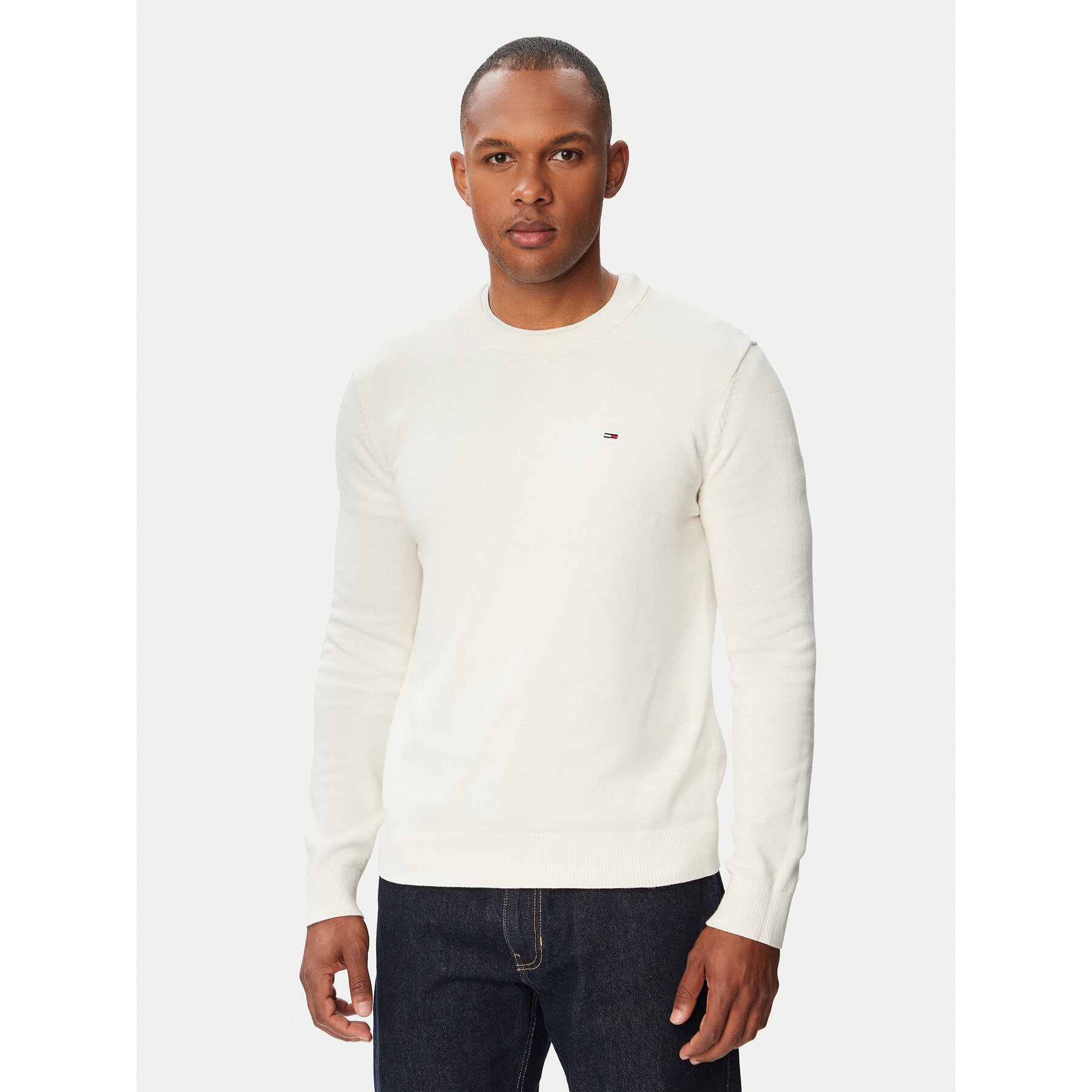 Tommy Jeans Sweter Essential DM0DM22853 Biały Slim Fit