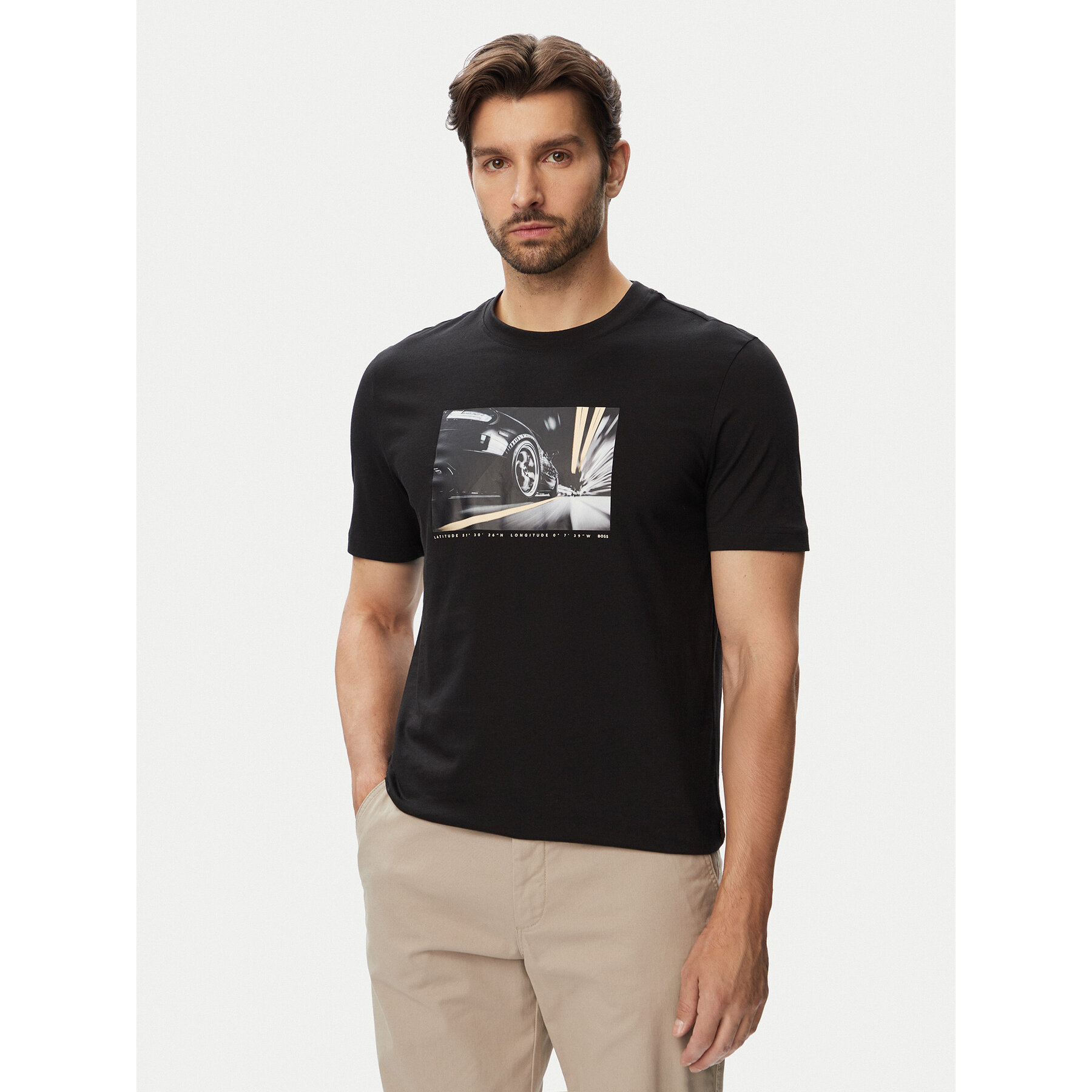 BOSS T-Shirt Te Motors 50566627 Czarny Regular Fit