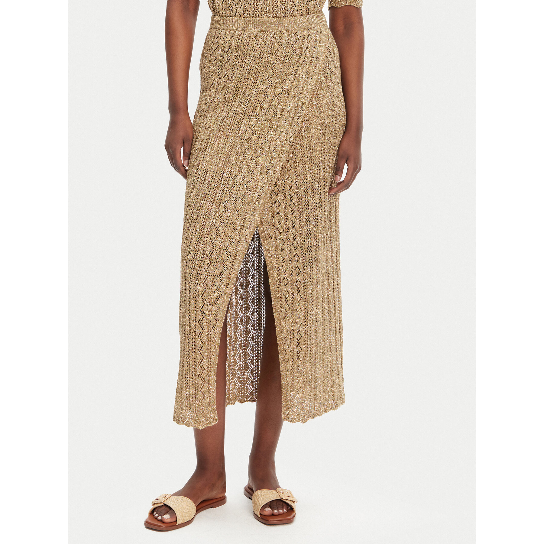 TWINSET Spódnica midi 251TT3192 Beżowy Slim Fit