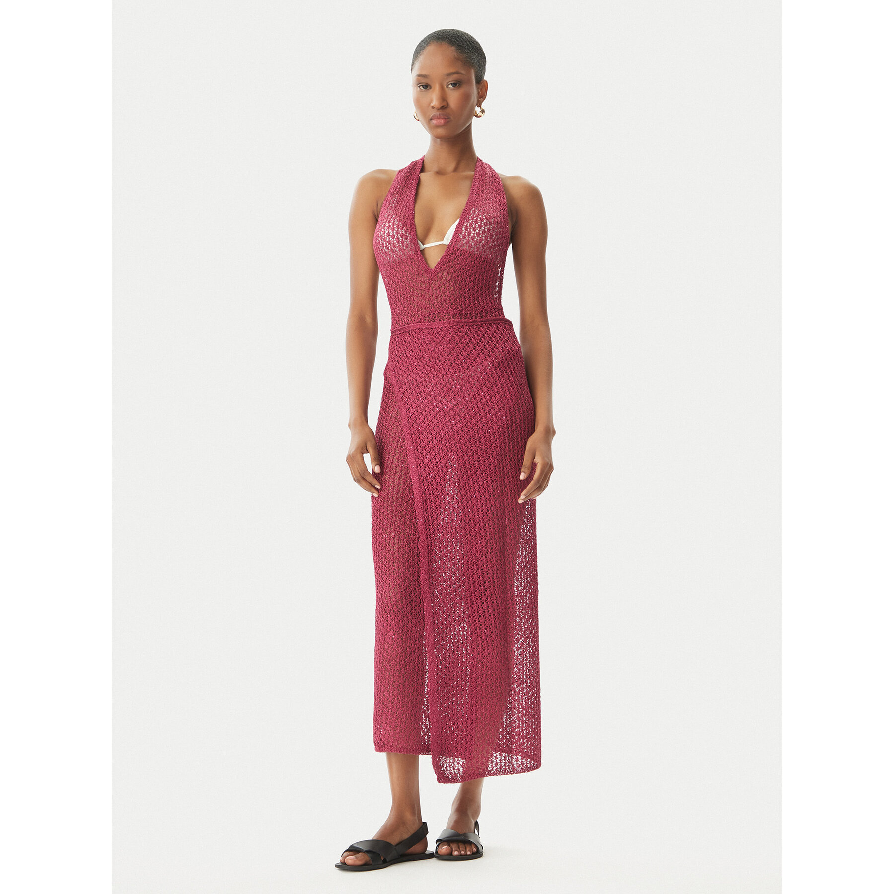 Guess Sukienka plażowa E6GK04 Z5402 Bordowy Classic Fit