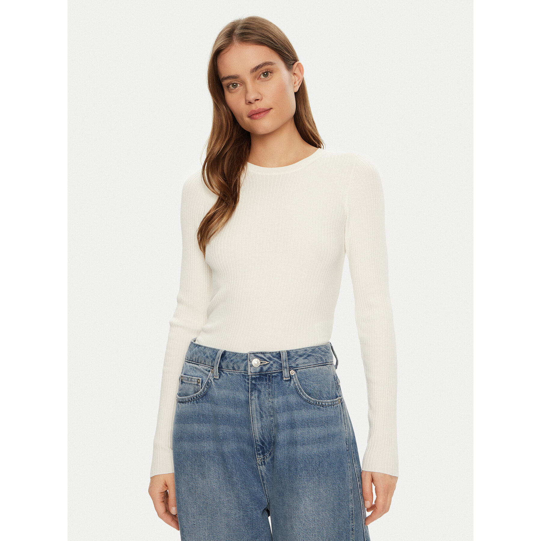JJXX Sweter Jodi 12250072 Biały Slim Fit