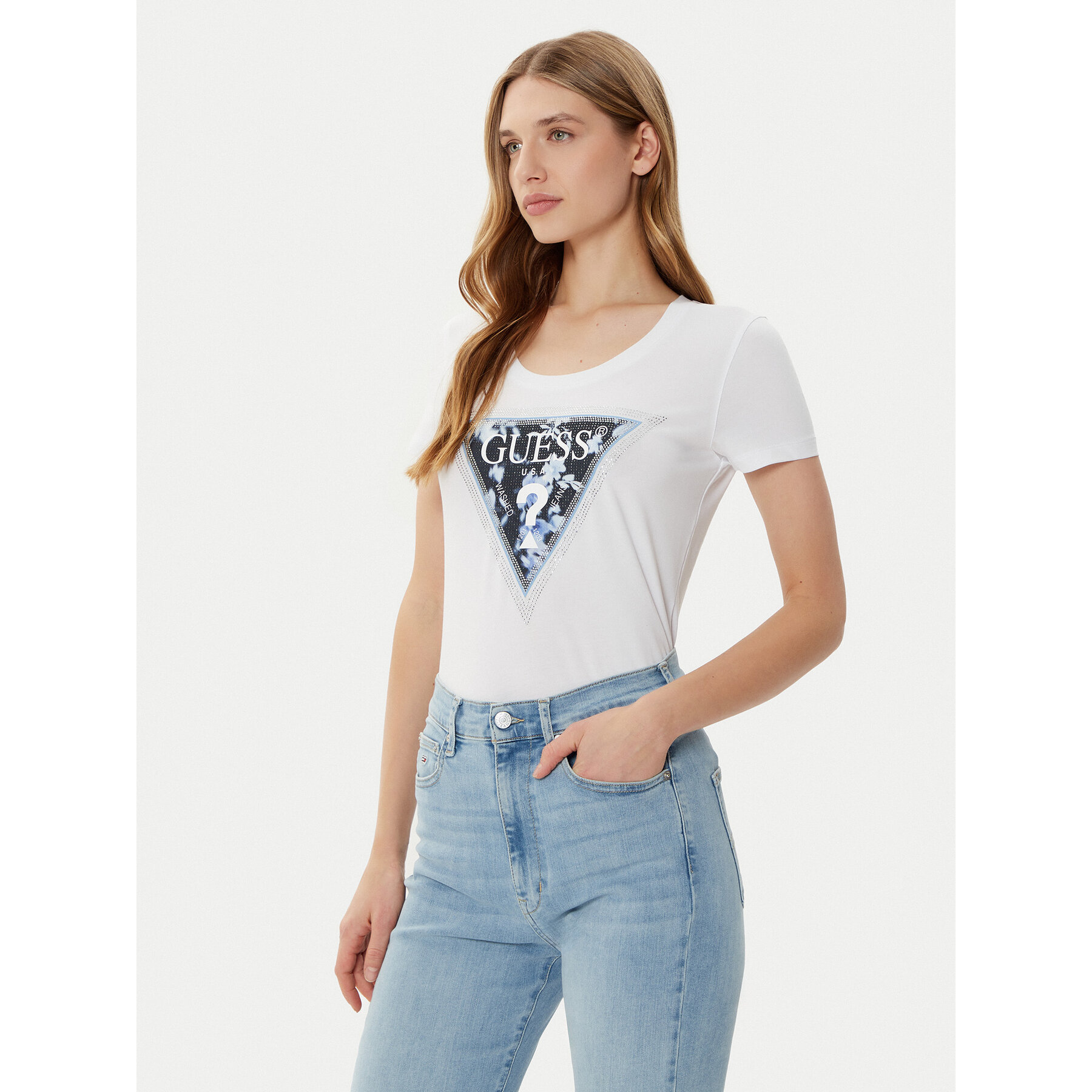 Guess T-Shirt W5RI00 J1314 Biały Regular Fit