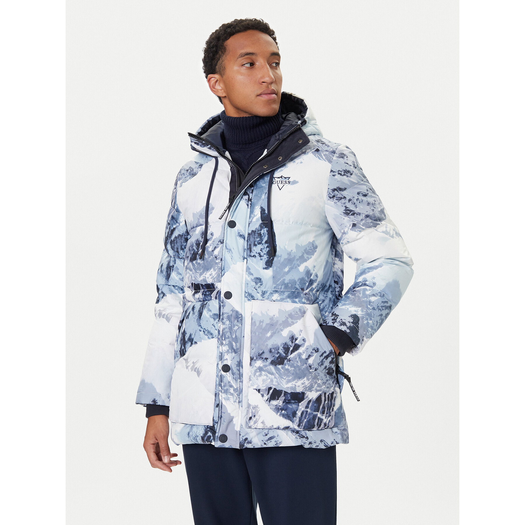 Guess Kurtka puchowa M5BL0O W3282 Niebieski Regular Fit