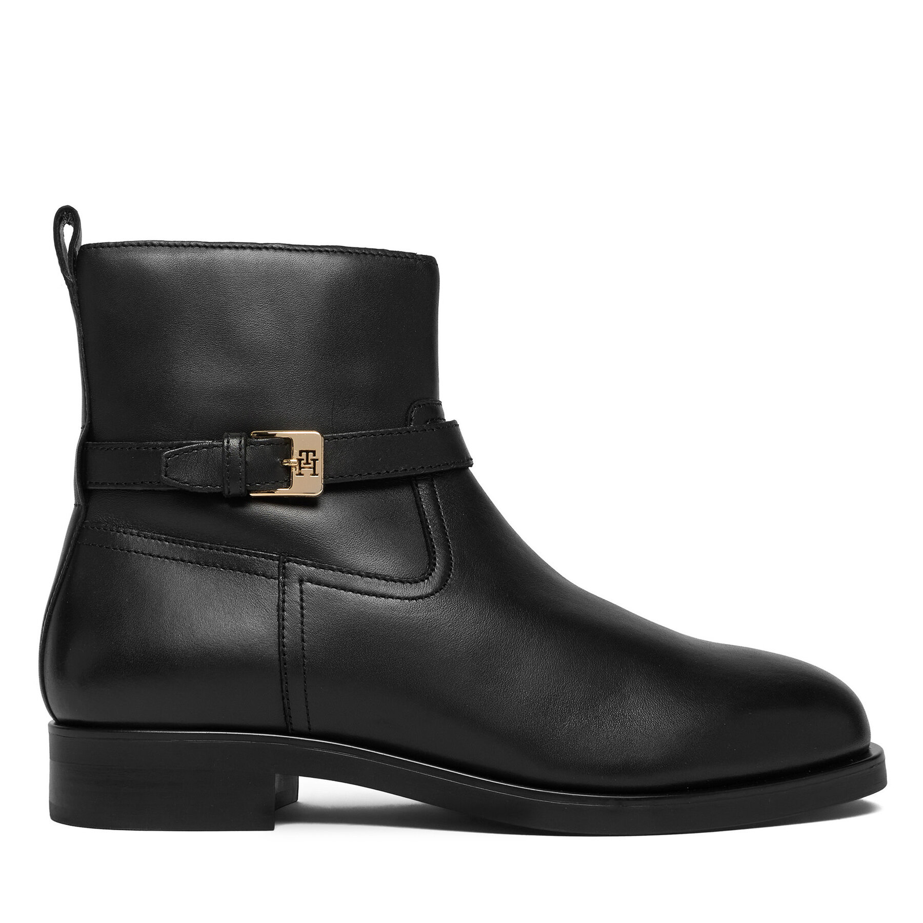 Tommy Hilfiger Botki Th Buckle Riding Leather Bootie FW0FW08781 Czarny