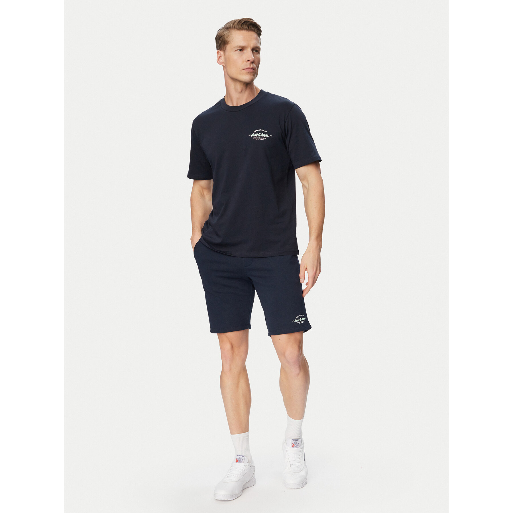 Jack & Jones Komplet t-shirt i spodenki Brandon 12298184 Granatowy Regular Fit