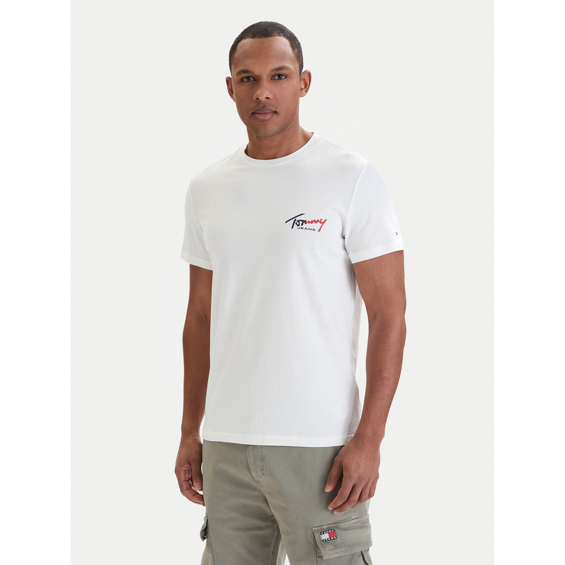 Tommy Jeans T-Shirt DM0DM22538 Biały Slim Fit