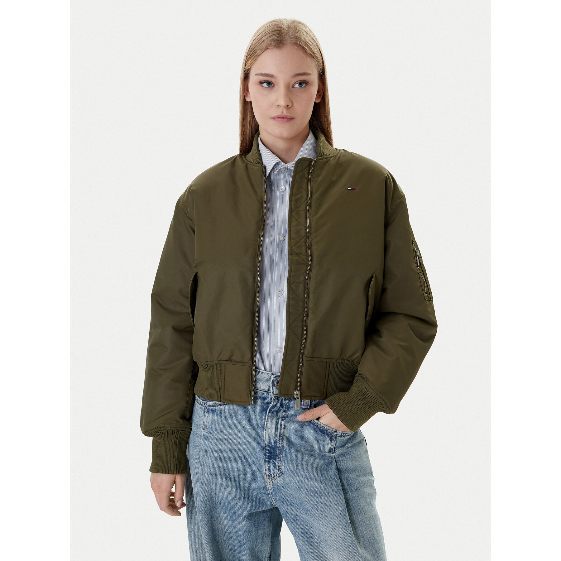 Tommy Jeans Kurtka bomber Essential DW0DW22046 Zielony Regular Fit