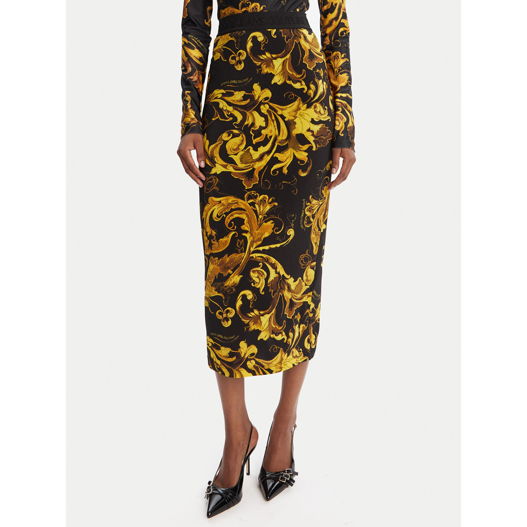 Versace Jeans Couture Spódnica ołówkowa 79HAE806 JS500 Czarny Slim Fit