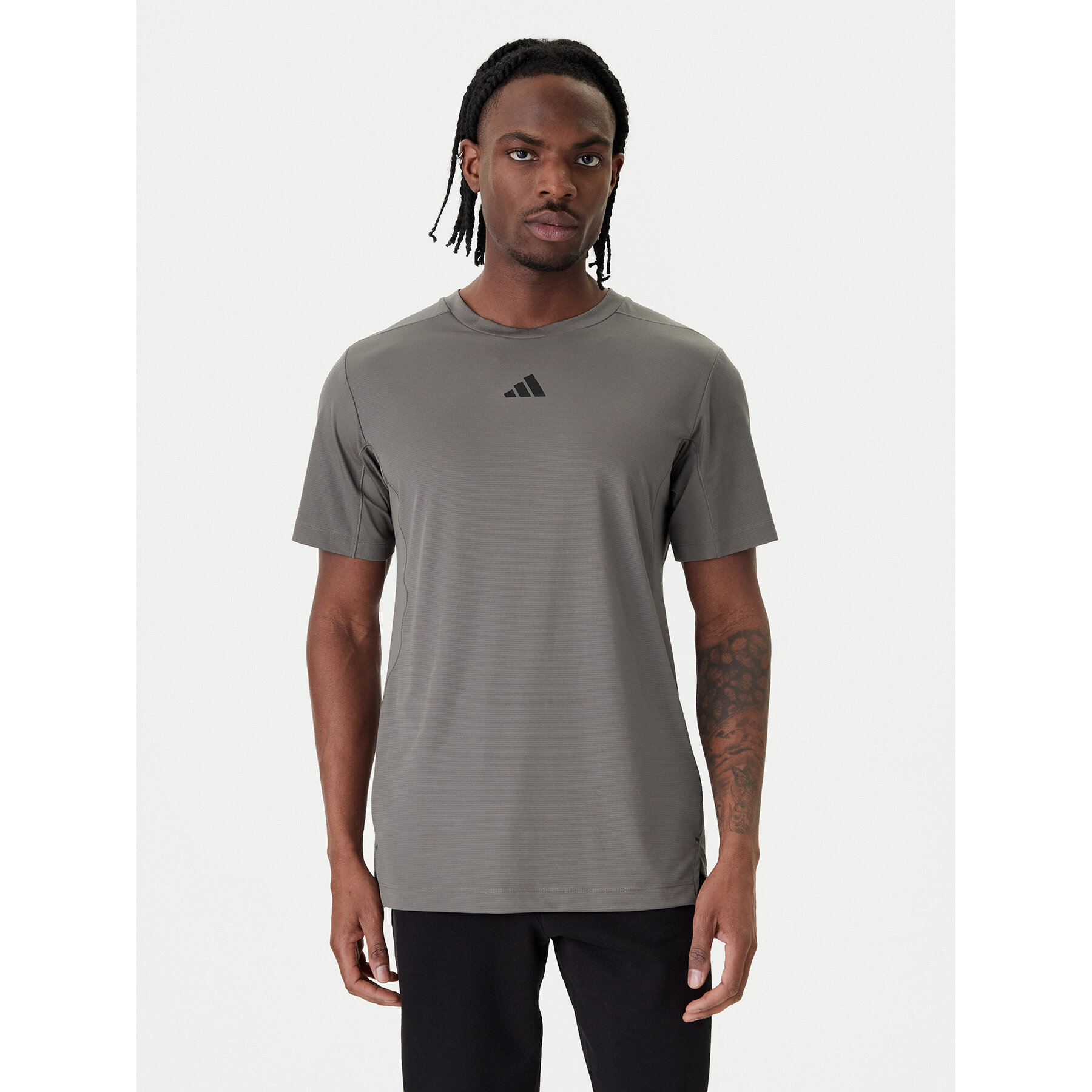 adidas Koszulka techniczna D4T PrimeLift 3 Stripes KE9936 Szary Regular Fit