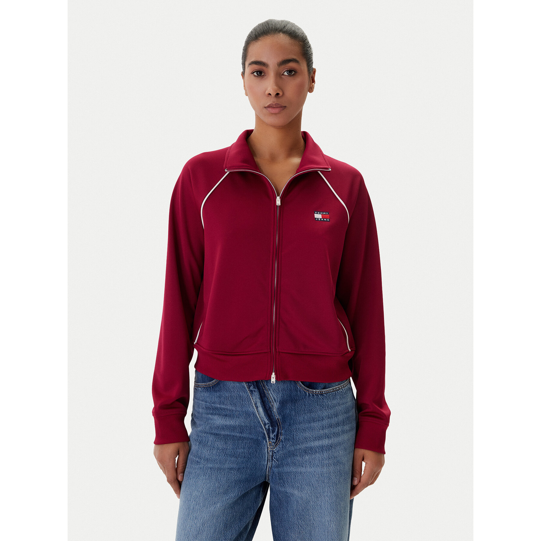 Tommy Jeans Bluza Badge DW0DW21930 Bordowy Regular Fit